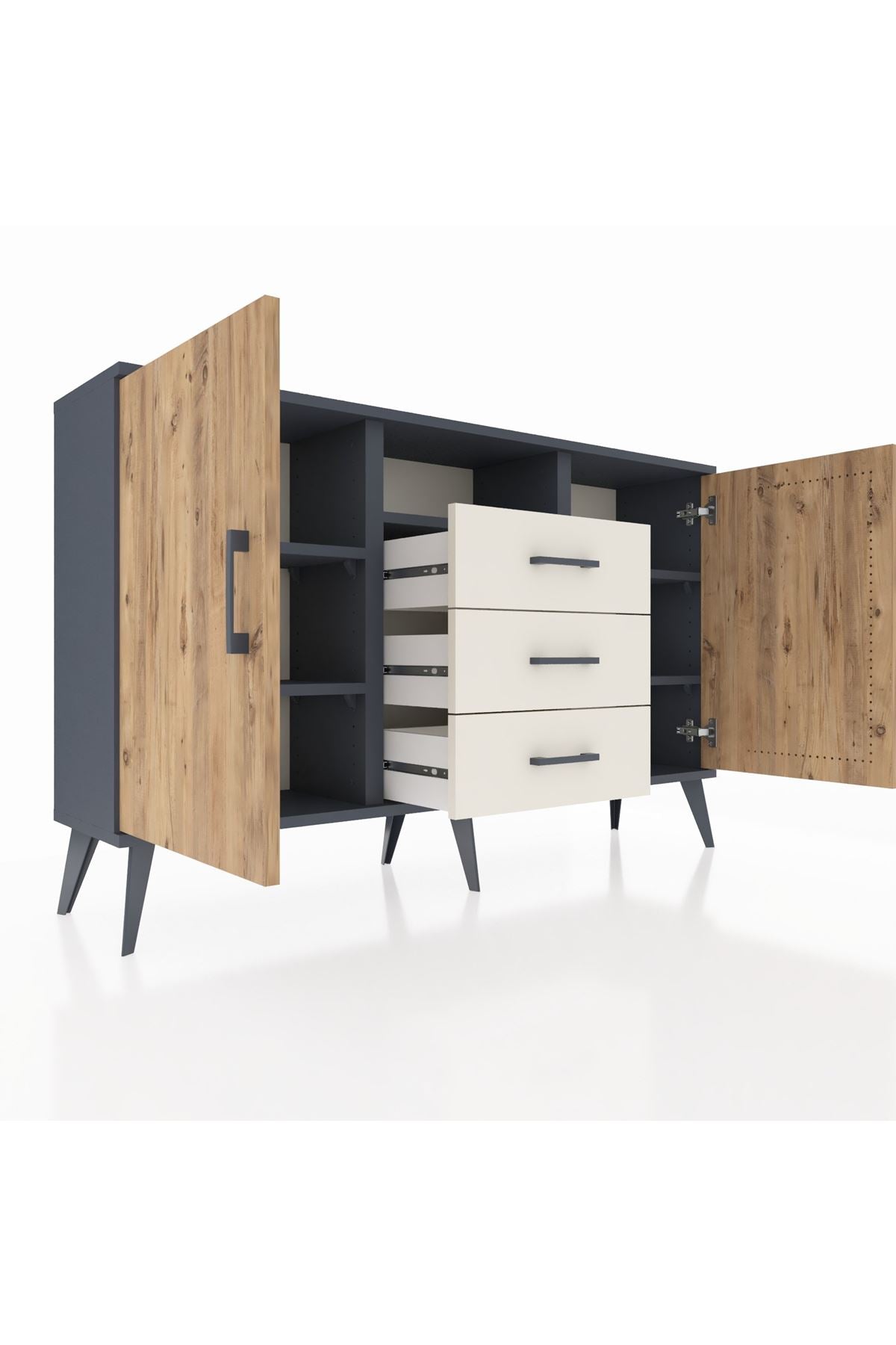 Arges Konsol 5 Raflı 3 Çekmeceli 2 Kapaklı 132x30x83 - S144M018V10A