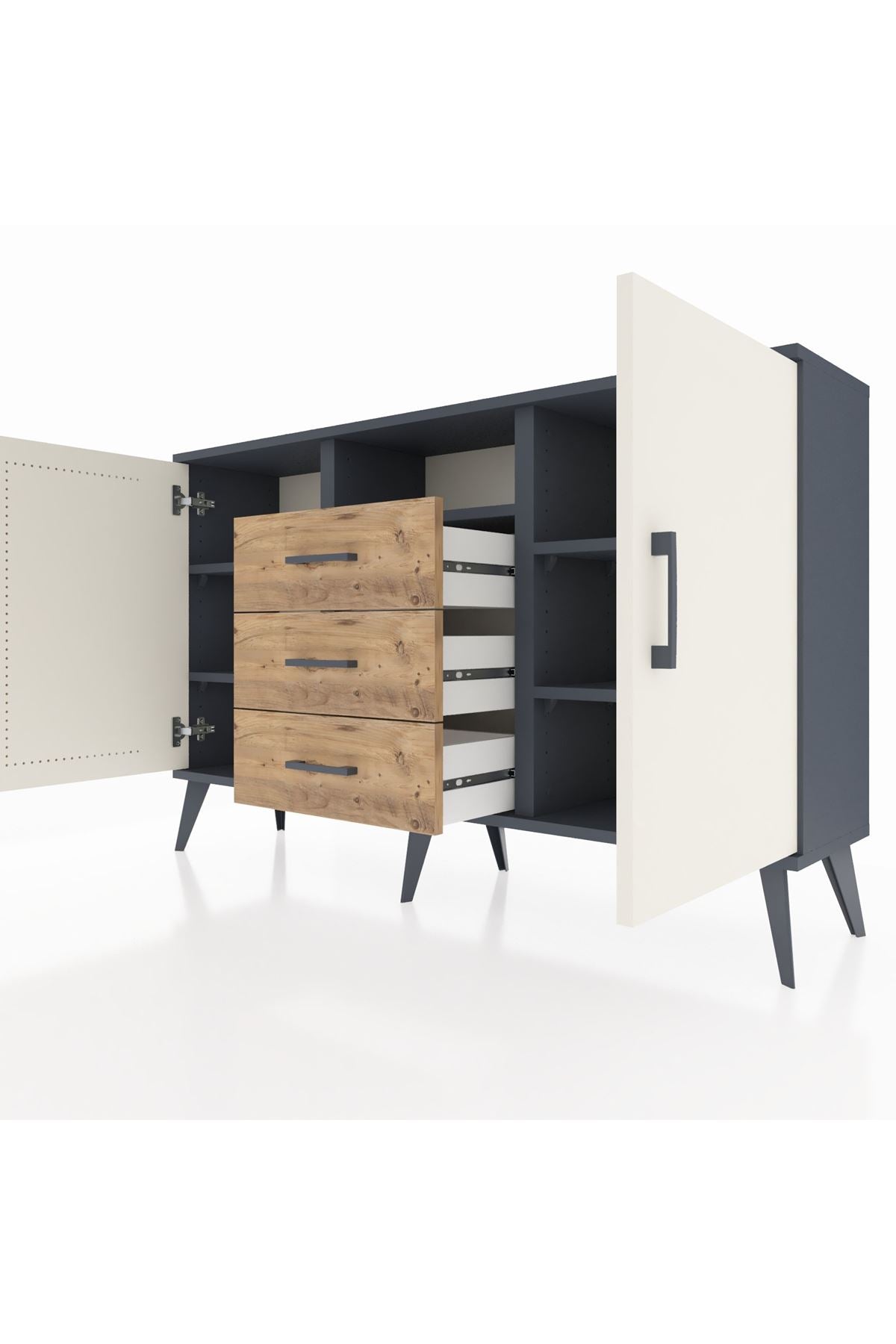 Arges Konsol 5 Raflı 3 Çekmeceli 2 Kapaklı 132x30x83 - S144M018V15A