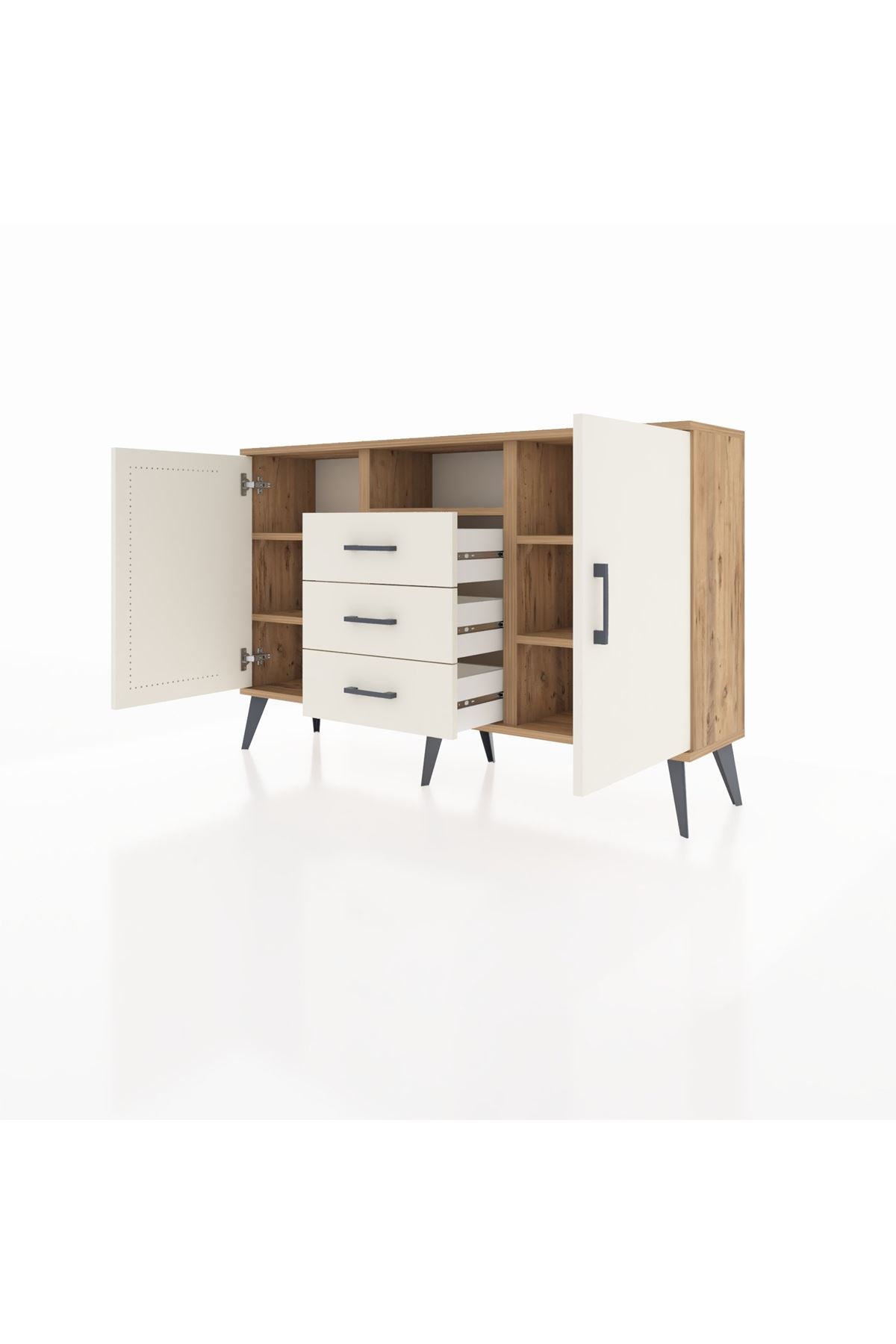 Arges Konsol 5 Raflı 3 Çekmeceli 2 Kapaklı 132x30x83 - S144M018V22A