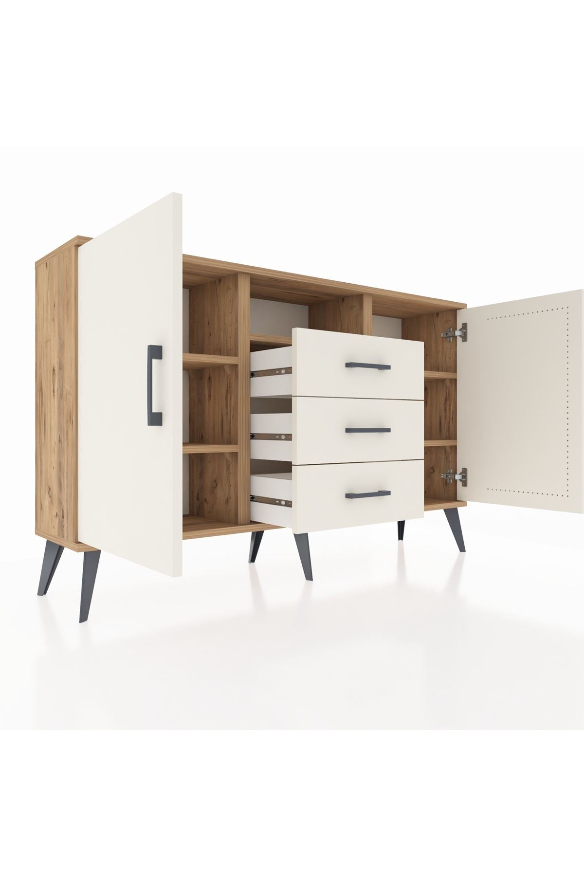 Arges Konsol 5 Raflı 3 Çekmeceli 2 Kapaklı 132x30x83 - S144M018V22A