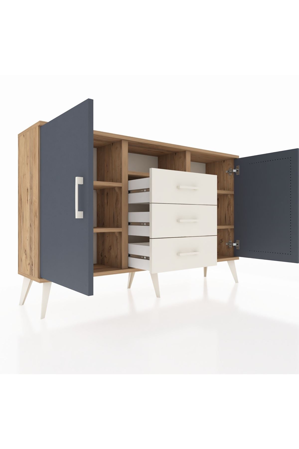 Arges Konsol 5 Raflı 3 Çekmeceli 2 Kapaklı 132x30x83 - S144M018V25A