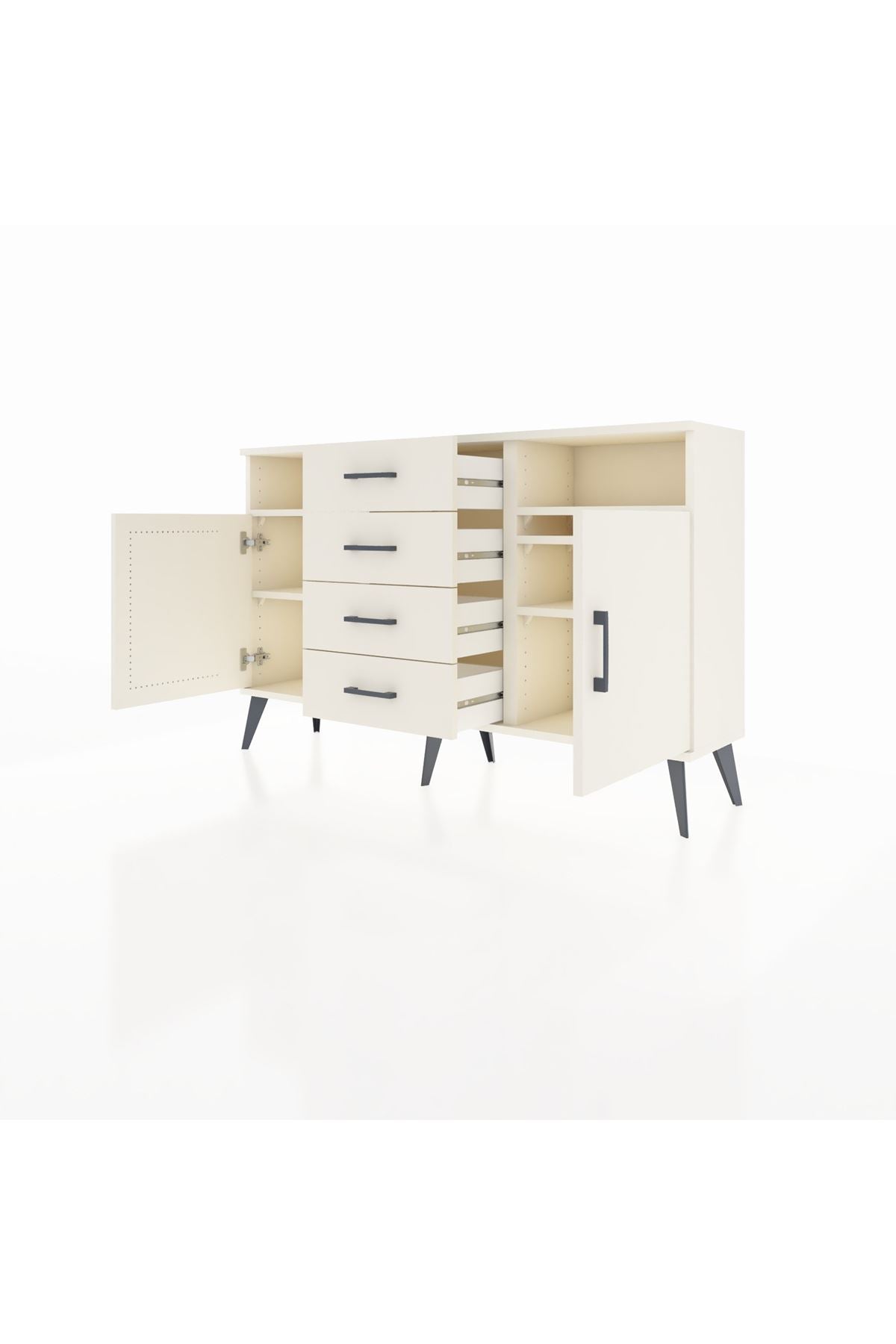 Arges Konsol 4 Raflı 4 Çekmeceli 2 Kapaklı 132x30x83 - S144M019V04A