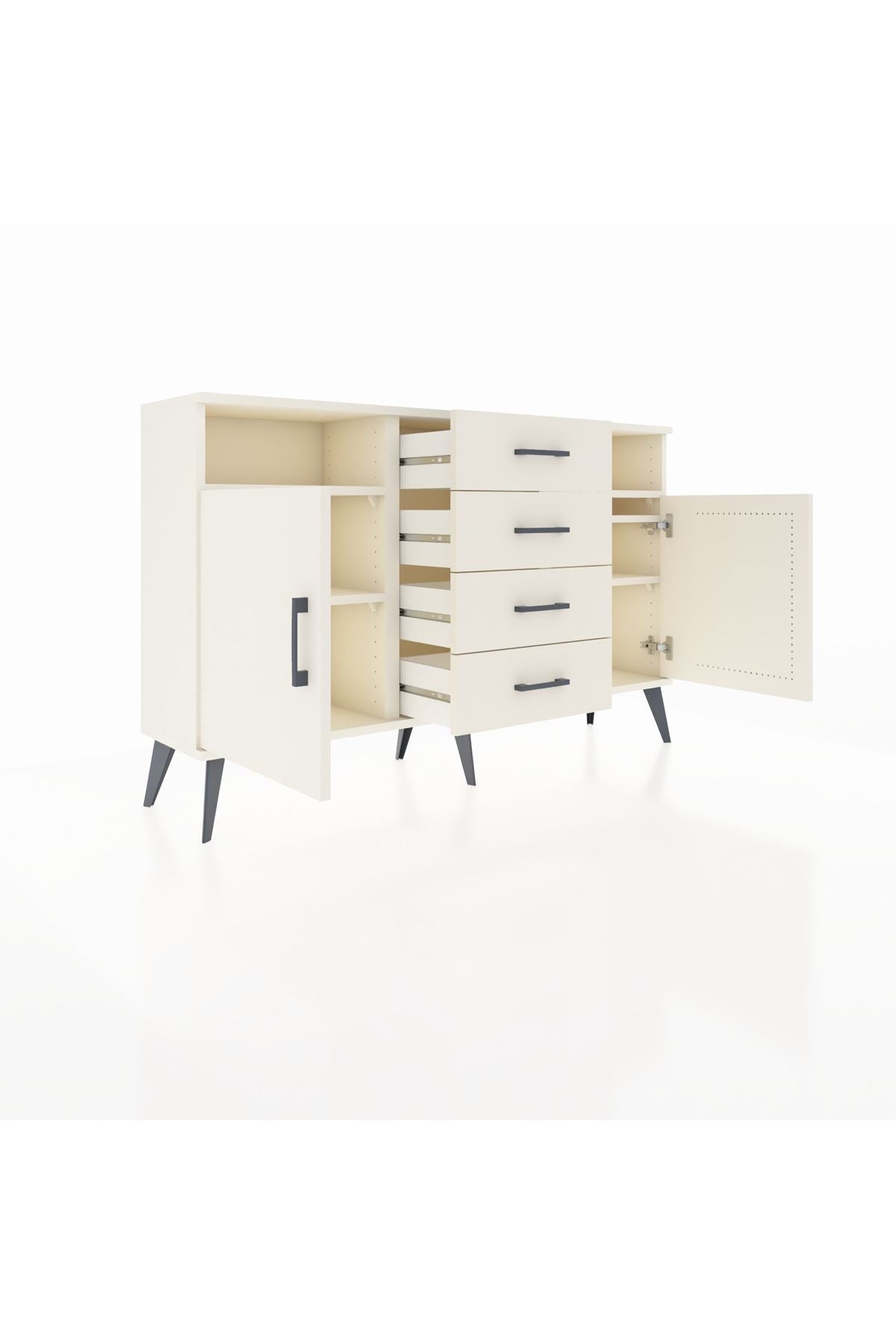 Arges Konsol 4 Raflı 4 Çekmeceli 2 Kapaklı 132x30x83 - S144M019V04A