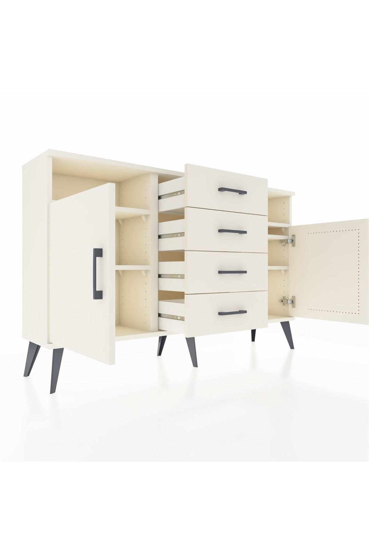 Arges Konsol 4 Raflı 4 Çekmeceli 2 Kapaklı 132x30x83 - S144M019V04A
