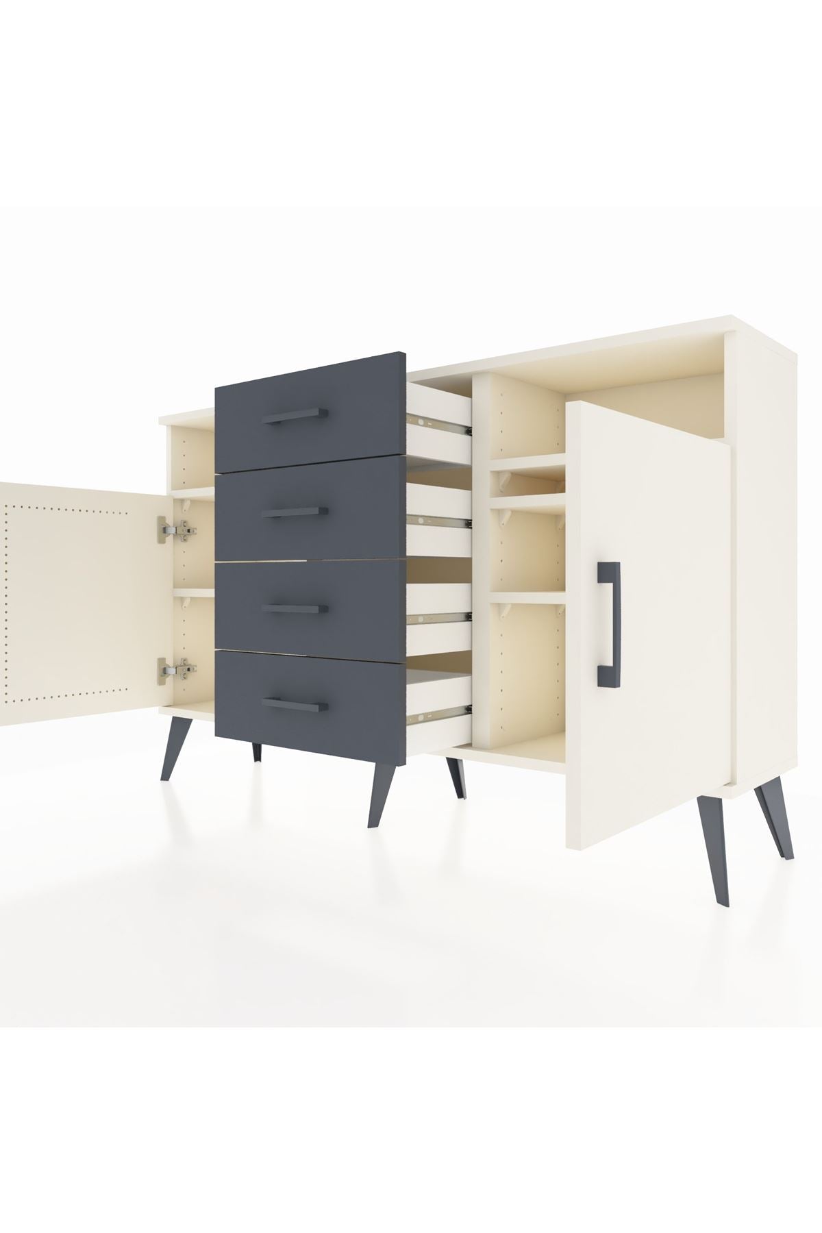 Arges Konsol 4 Raflı 4 Çekmeceli 2 Kapaklı 132x30x83 - S144M019V05A