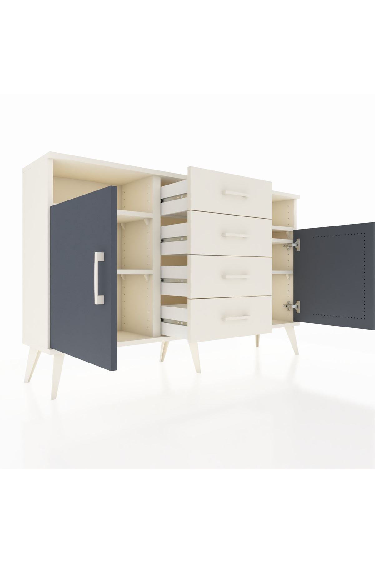 Arges Konsol 4 Raflı 4 Çekmeceli 2 Kapaklı 132x30x83 - S144M019V07A