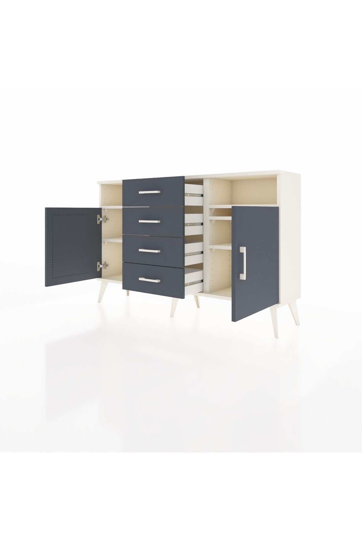 Arges Konsol 4 Raflı 4 Çekmeceli 2 Kapaklı 132x30x83 - S144M019V08A