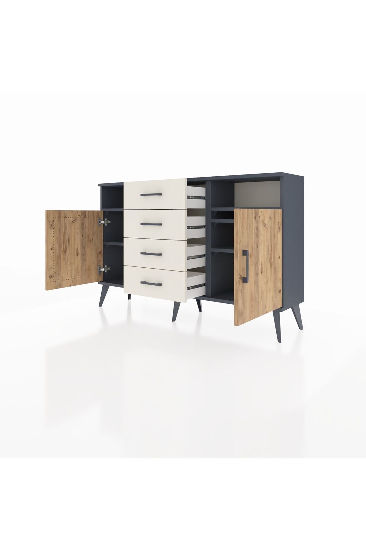 Arges Konsol 4 Raflı 4 Çekmeceli 2 Kapaklı 132x30x83 - S144M019V10A