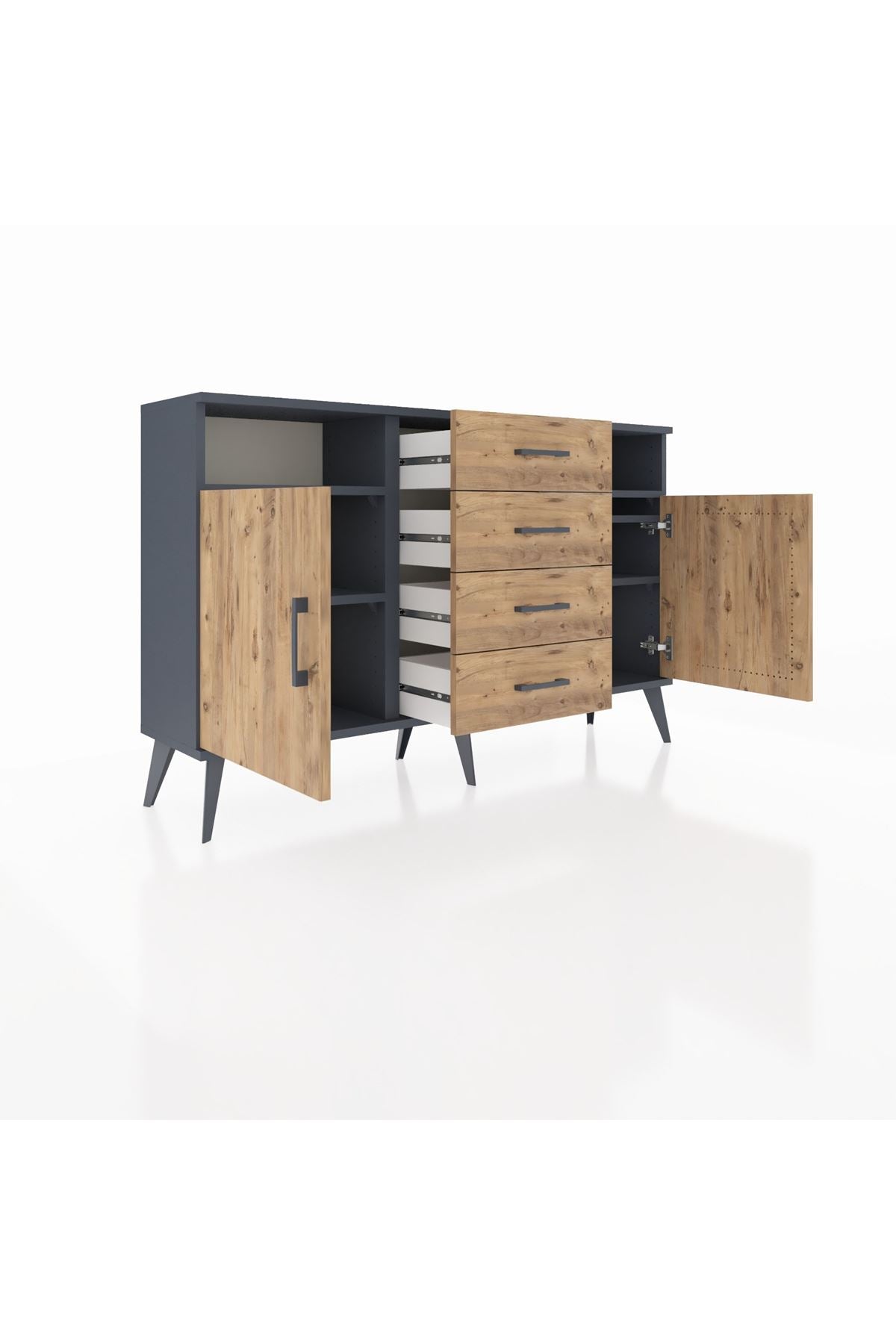 Arges Konsol 4 Raflı 4 Çekmeceli 2 Kapaklı 132x30x83 - S144M019V12A