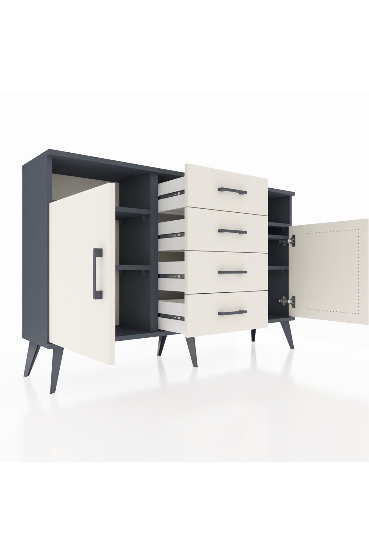 Arges Konsol 4 Raflı 4 Çekmeceli 2 Kapaklı 132x30x83 - S144M019V13A