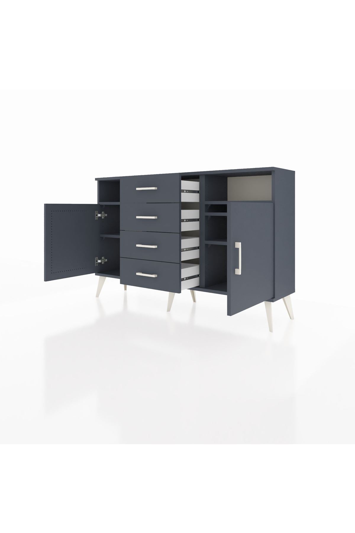 Arges Konsol 4 Raflı 4 Çekmeceli 2 Kapaklı 132x30x83 - S144M019V17A