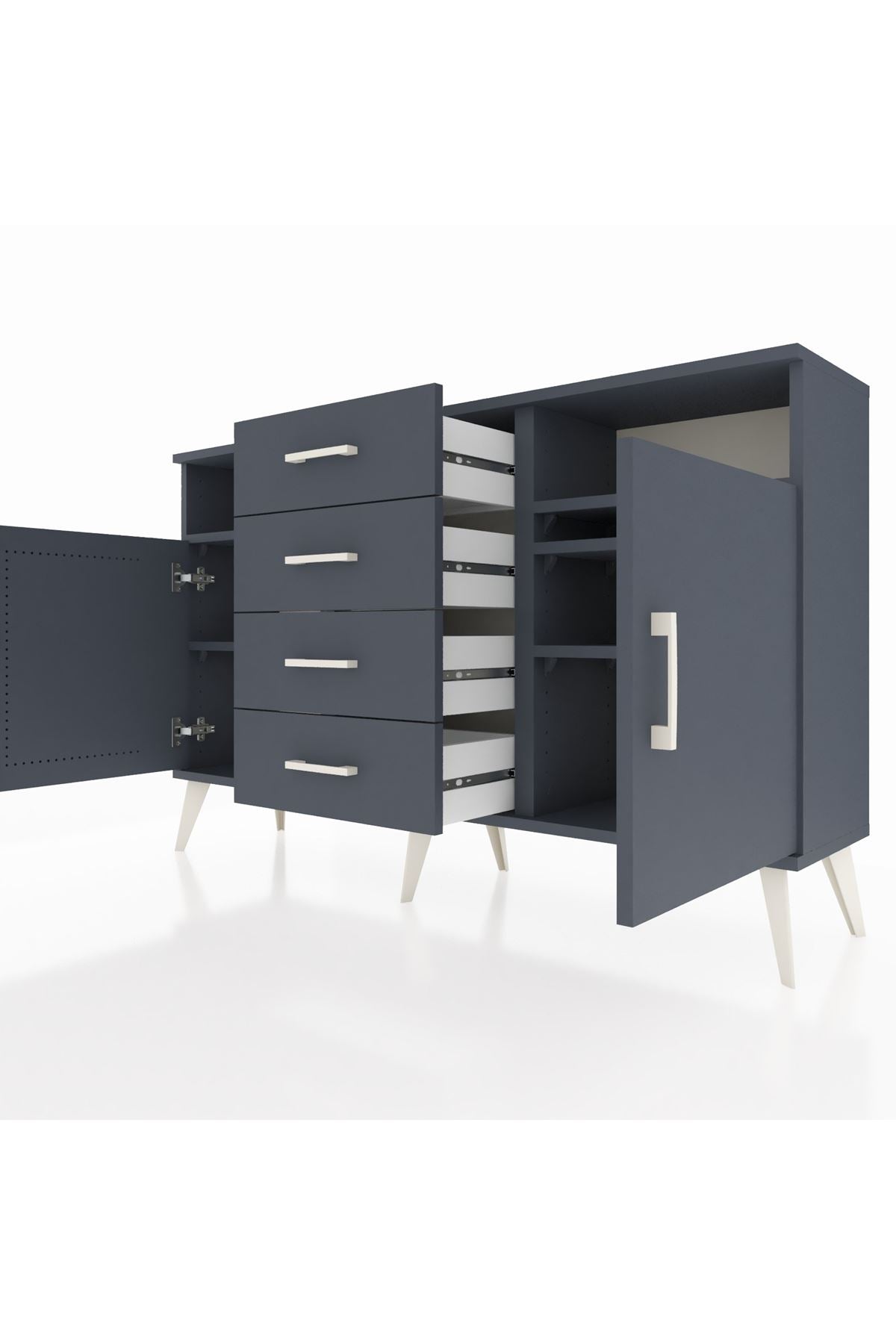 Arges Konsol 4 Raflı 4 Çekmeceli 2 Kapaklı 132x30x83 - S144M019V17A