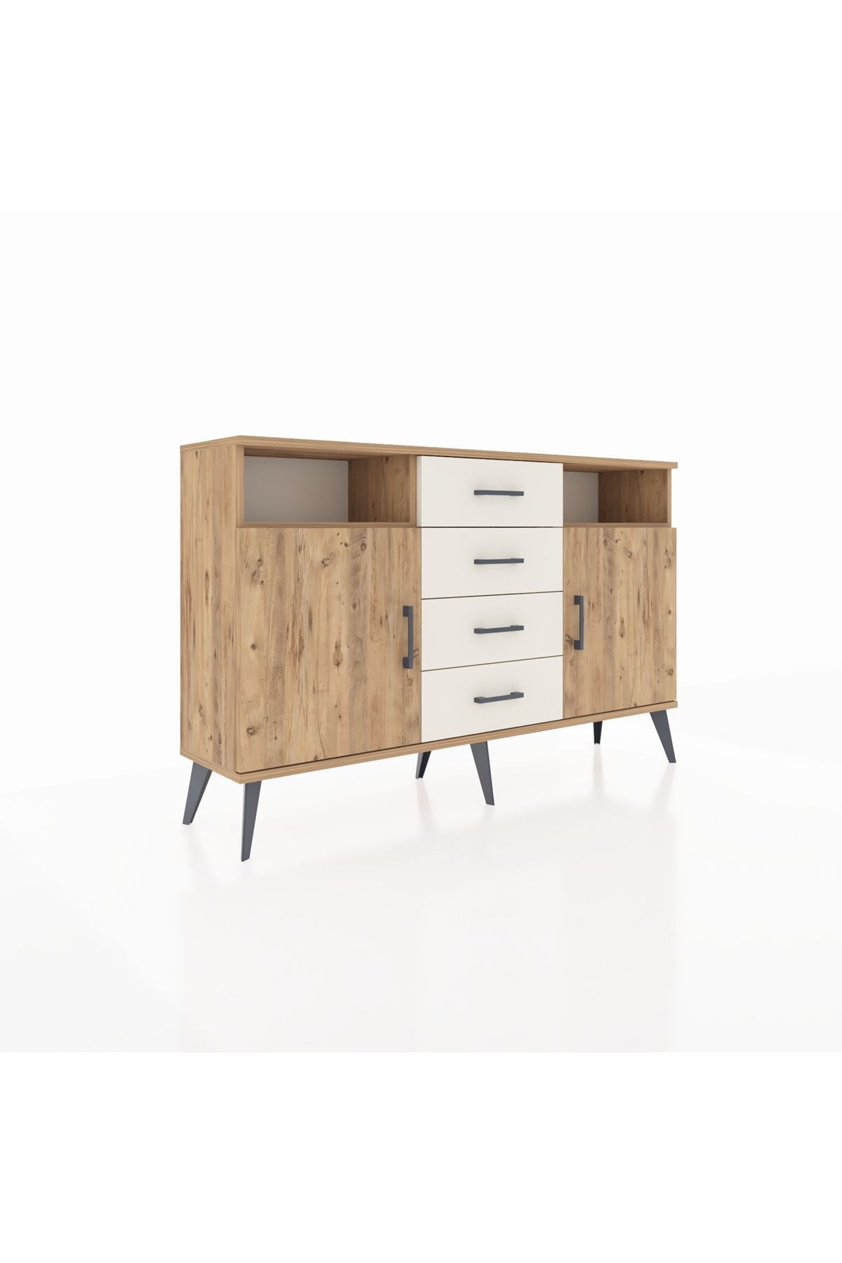 Arges Konsol 4 Raflı 4 Çekmeceli 2 Kapaklı 132x30x83 - S144M019V19A