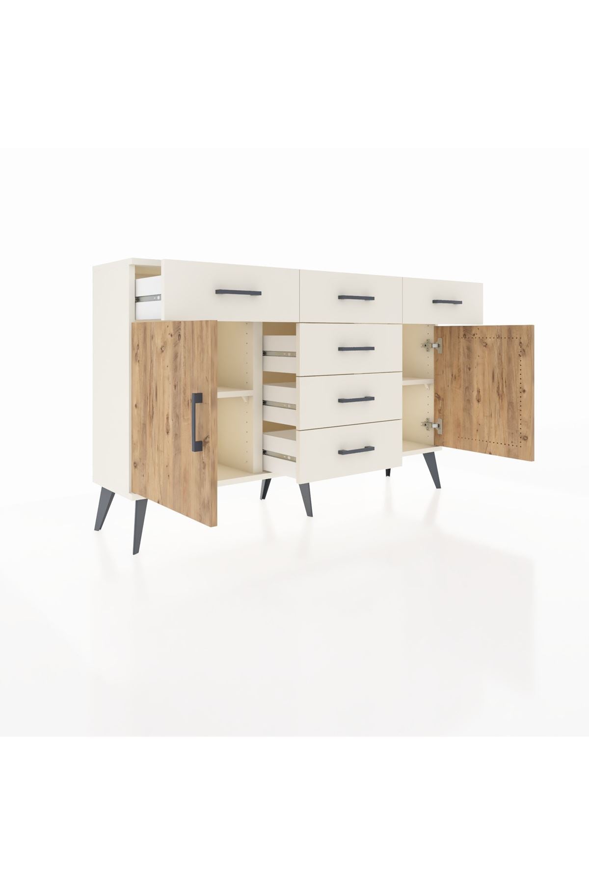 Arges Konsol 2 Raflı 6 Çekmeceli 2 Kapaklı 132x30x83 - S144M020V01A