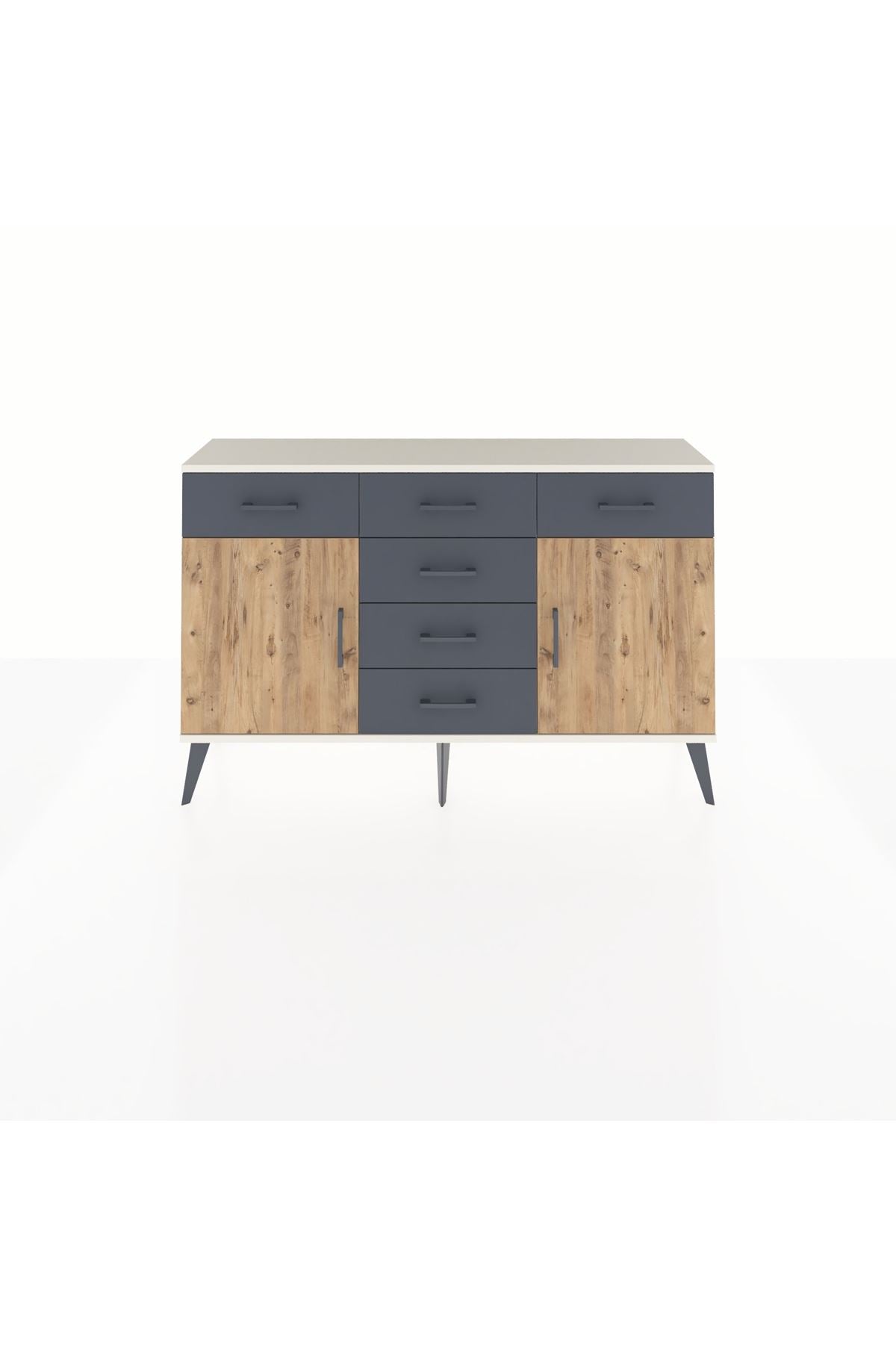 Arges Konsol 2 Raflı 6 Çekmeceli 2 Kapaklı 132x30x83 - S144M020V02A