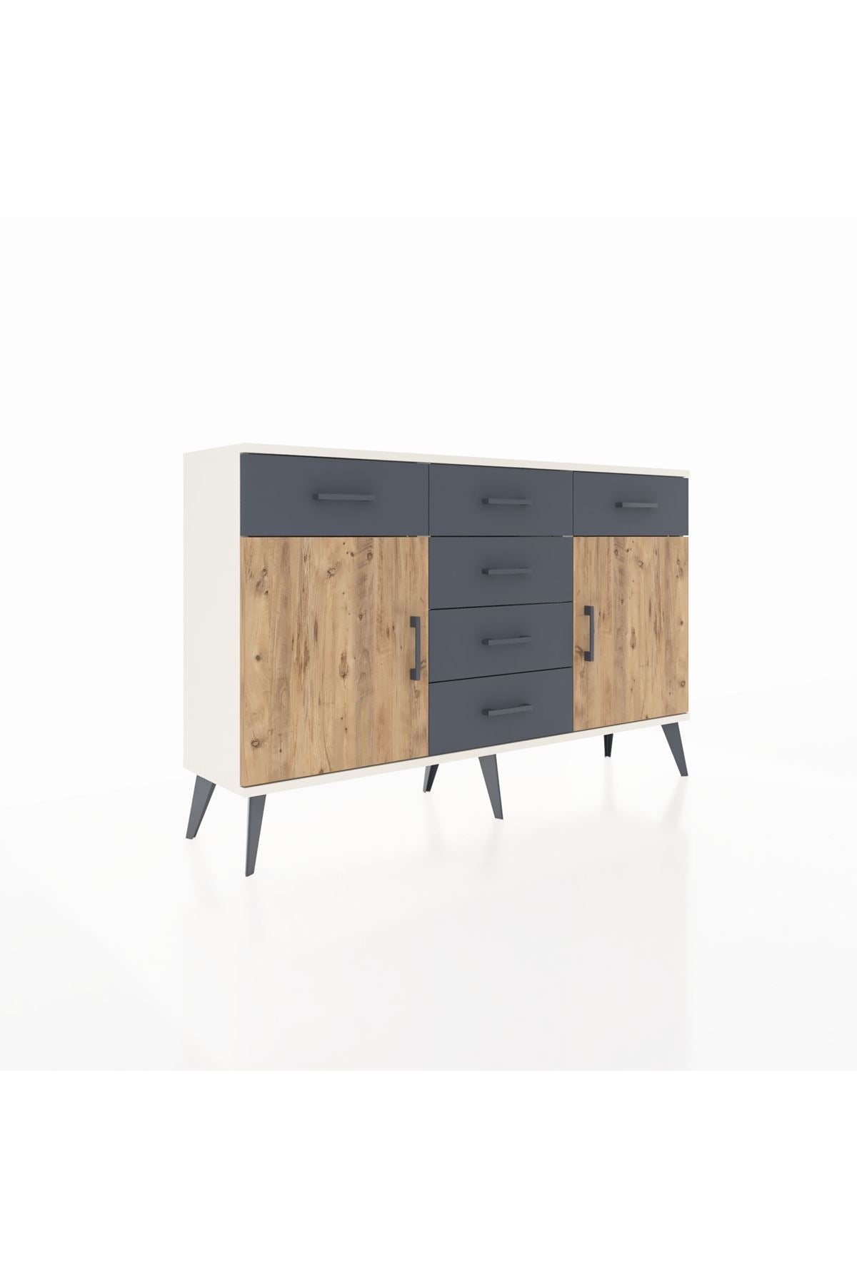 Arges Konsol 2 Raflı 6 Çekmeceli 2 Kapaklı 132x30x83 - S144M020V02A