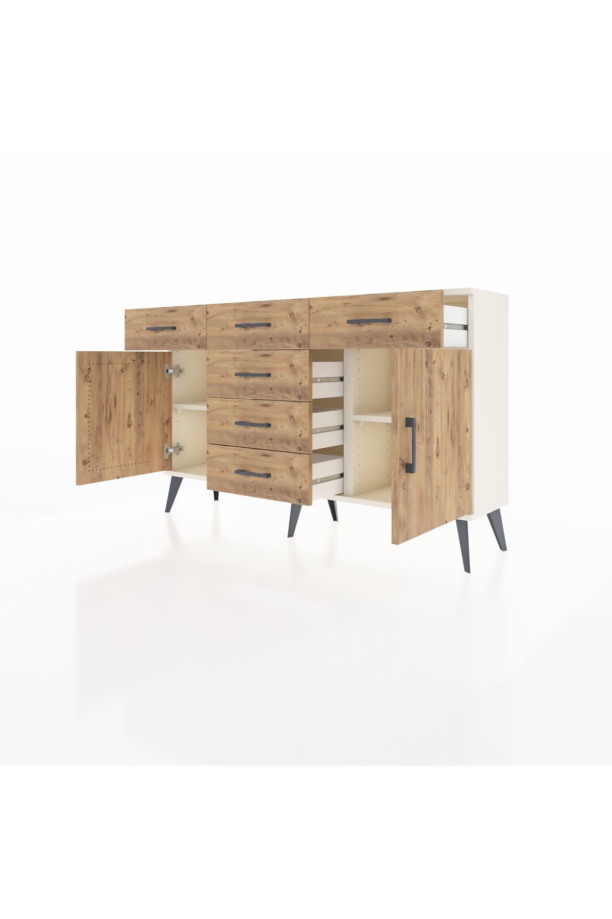 Arges Konsol 2 Raflı 6 Çekmeceli 2 Kapaklı 132x30x83 - S144M020V03A