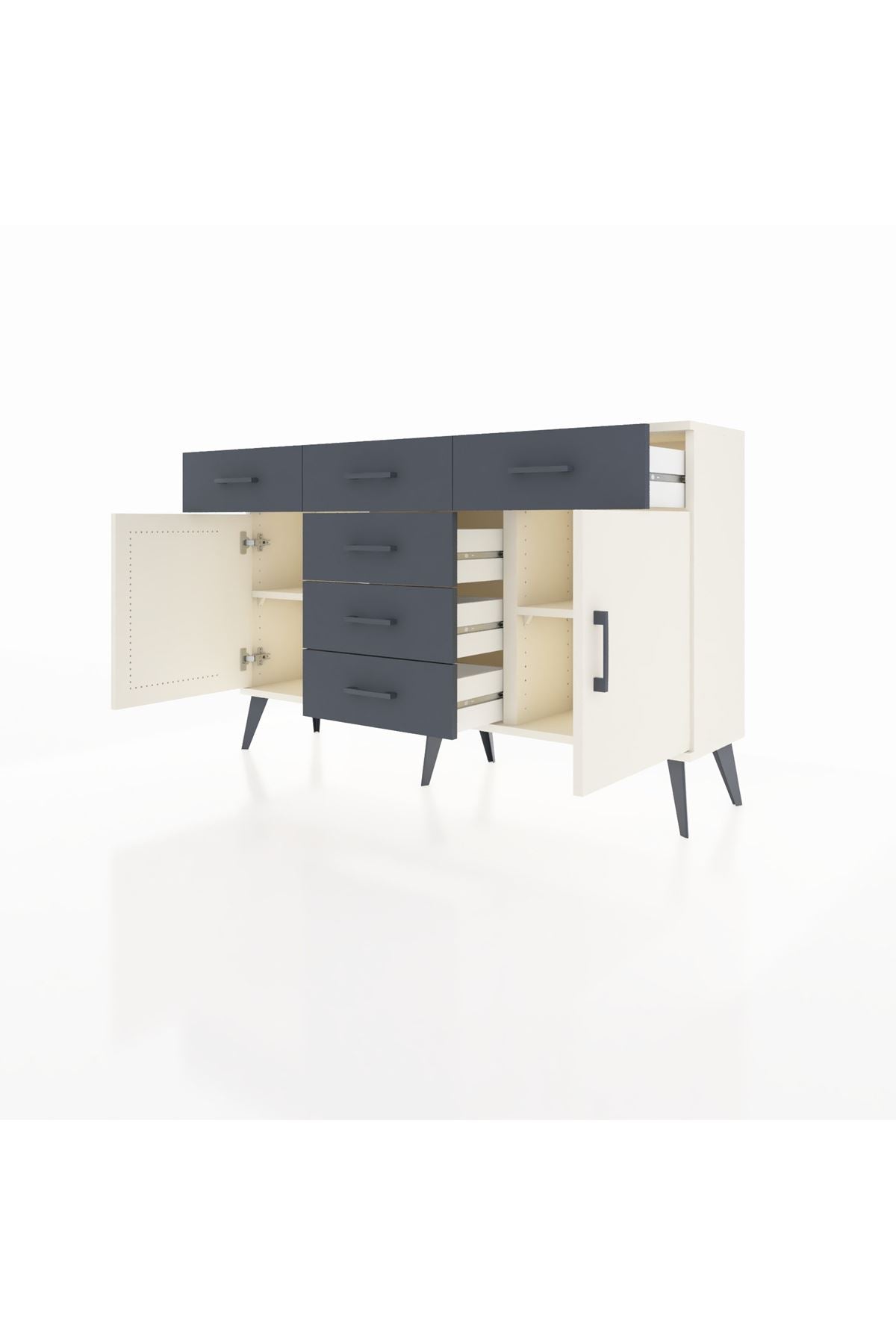 Arges Konsol 2 Raflı 6 Çekmeceli 2 Kapaklı 132x30x83 - S144M020V05A