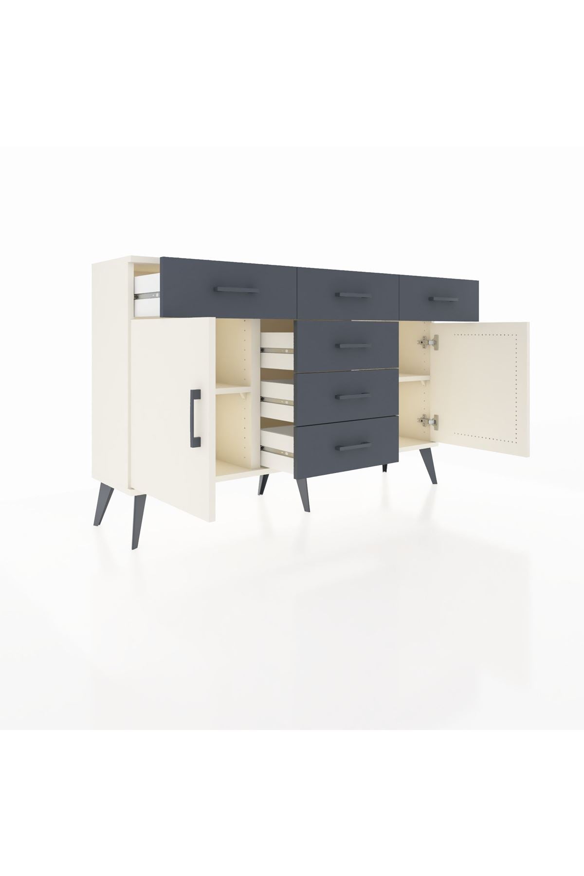 Arges Konsol 2 Raflı 6 Çekmeceli 2 Kapaklı 132x30x83 - S144M020V05A