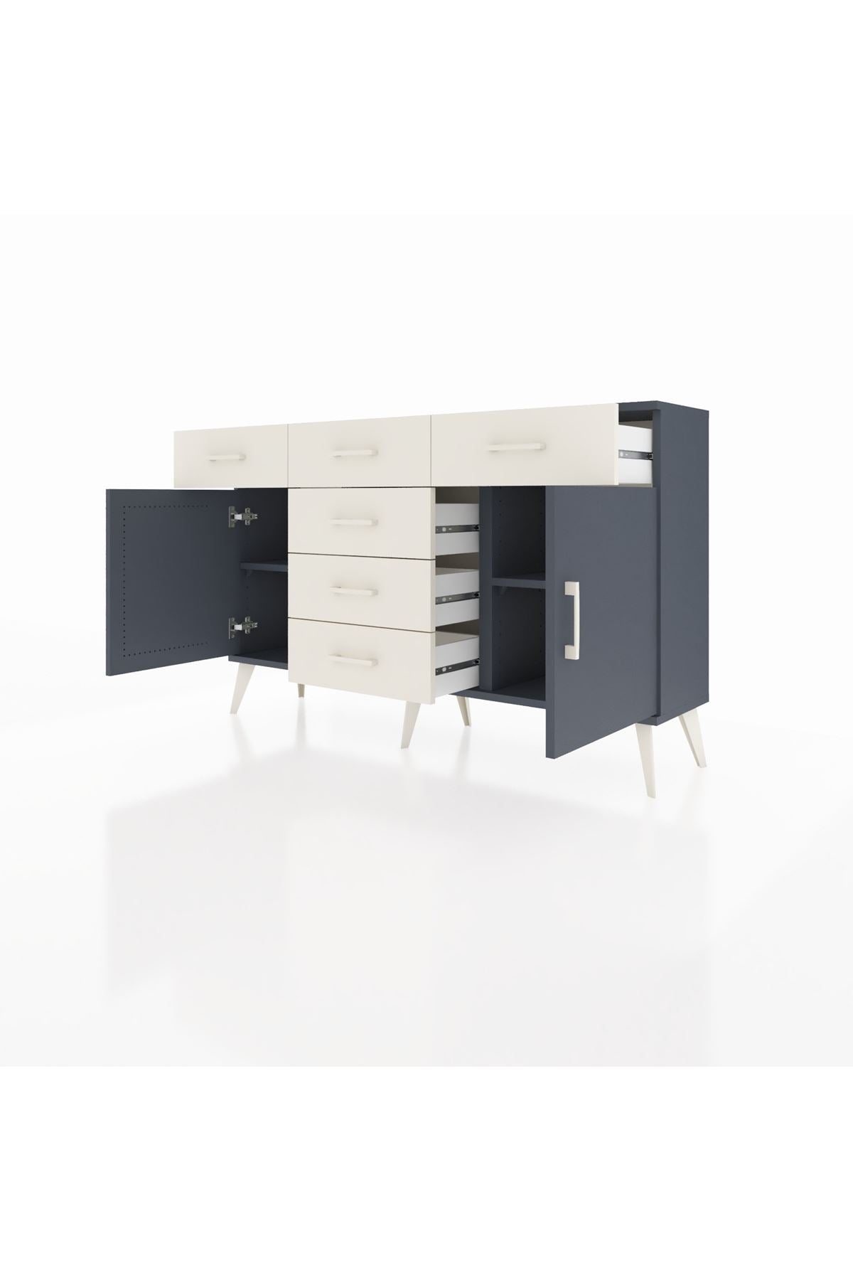 Arges Konsol 2 Raflı 6 Çekmeceli 2 Kapaklı 132x30x83 - S144M020V16A