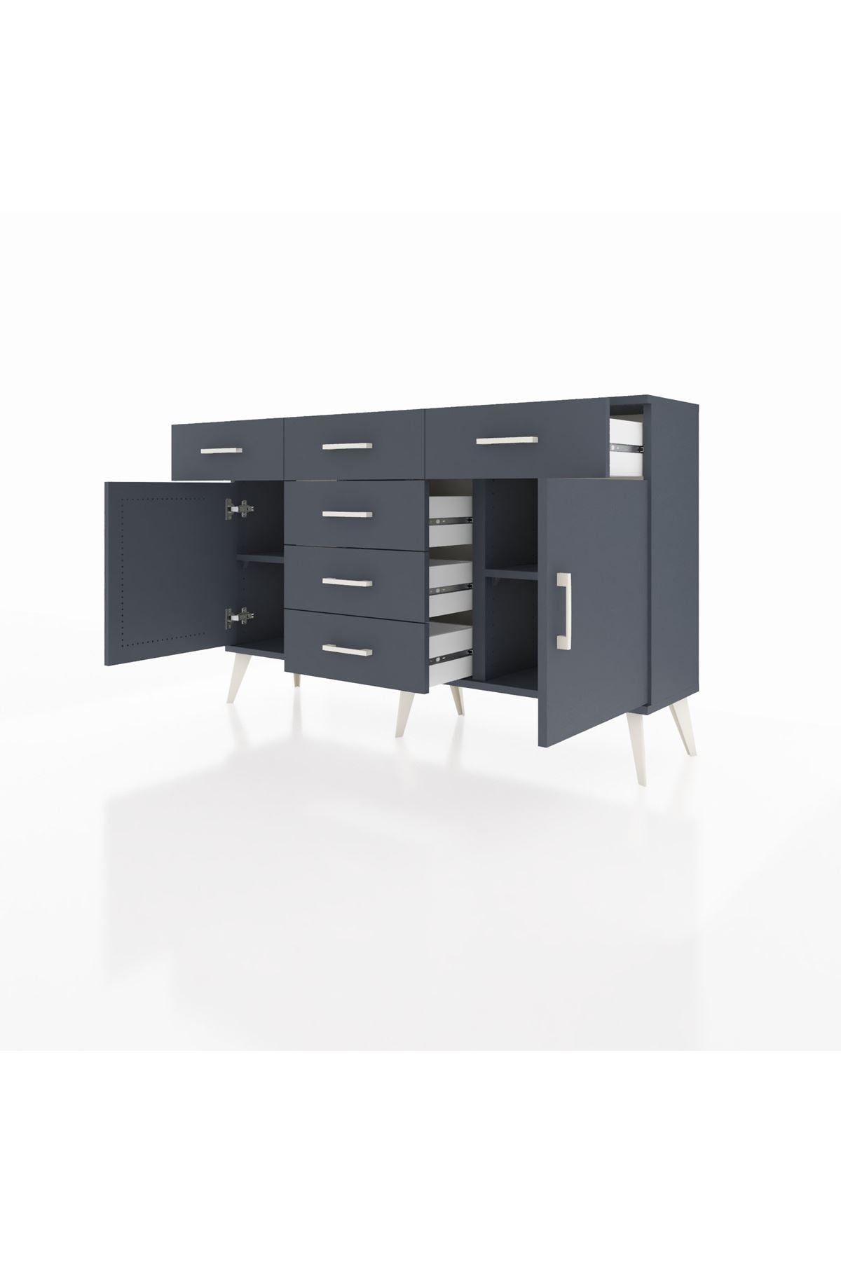 Arges Konsol 2 Raflı 6 Çekmeceli 2 Kapaklı 132x30x83 - S144M020V17A