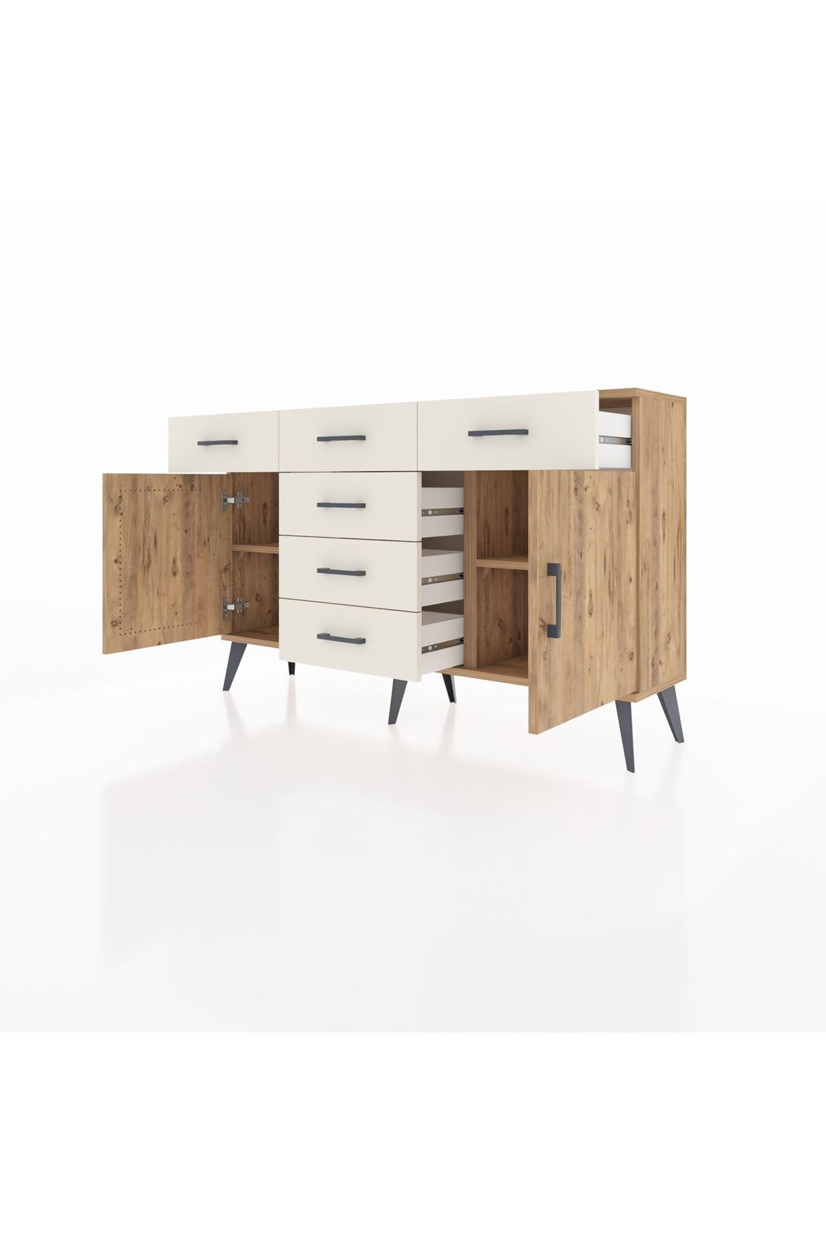 Arges Konsol 2 Raflı 6 Çekmeceli 2 Kapaklı 132x30x83 - S144M020V19A