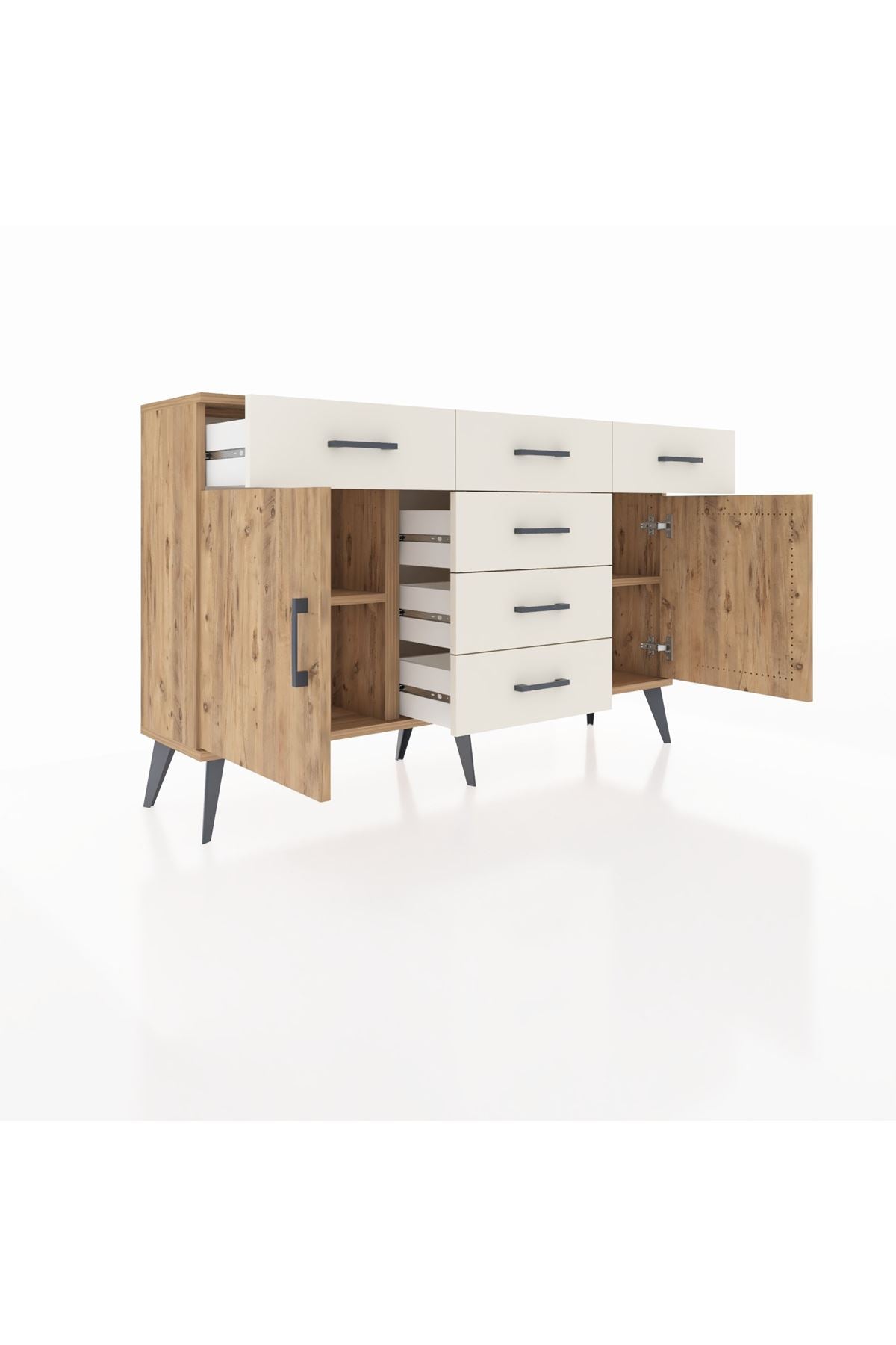 Arges Konsol 2 Raflı 6 Çekmeceli 2 Kapaklı 132x30x83 - S144M020V19A