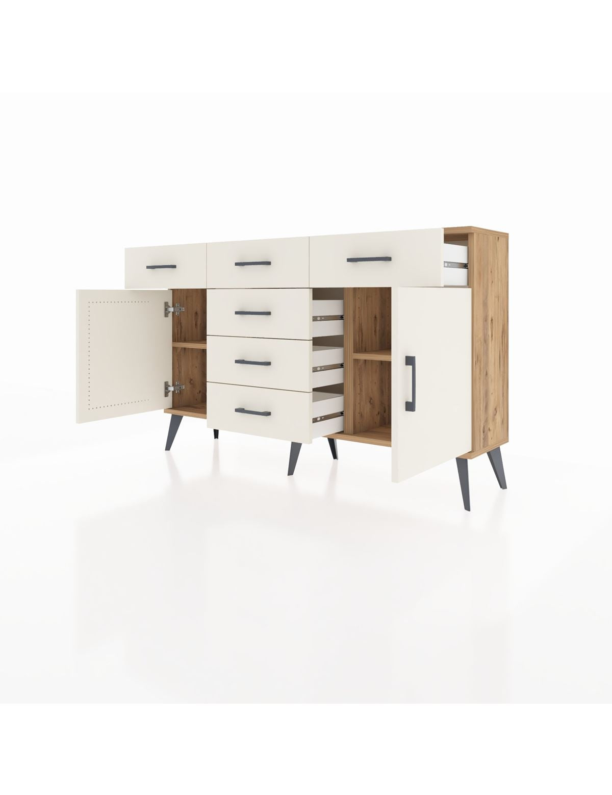 Arges Konsol 2 Raflı 6 Çekmeceli 2 Kapaklı 132x30x83 - S144M020V22A
