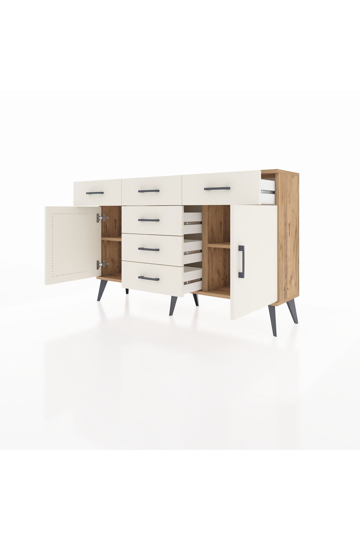 Arges Konsol 2 Raflı 6 Çekmeceli 2 Kapaklı 132x30x83 - S144M020V22A