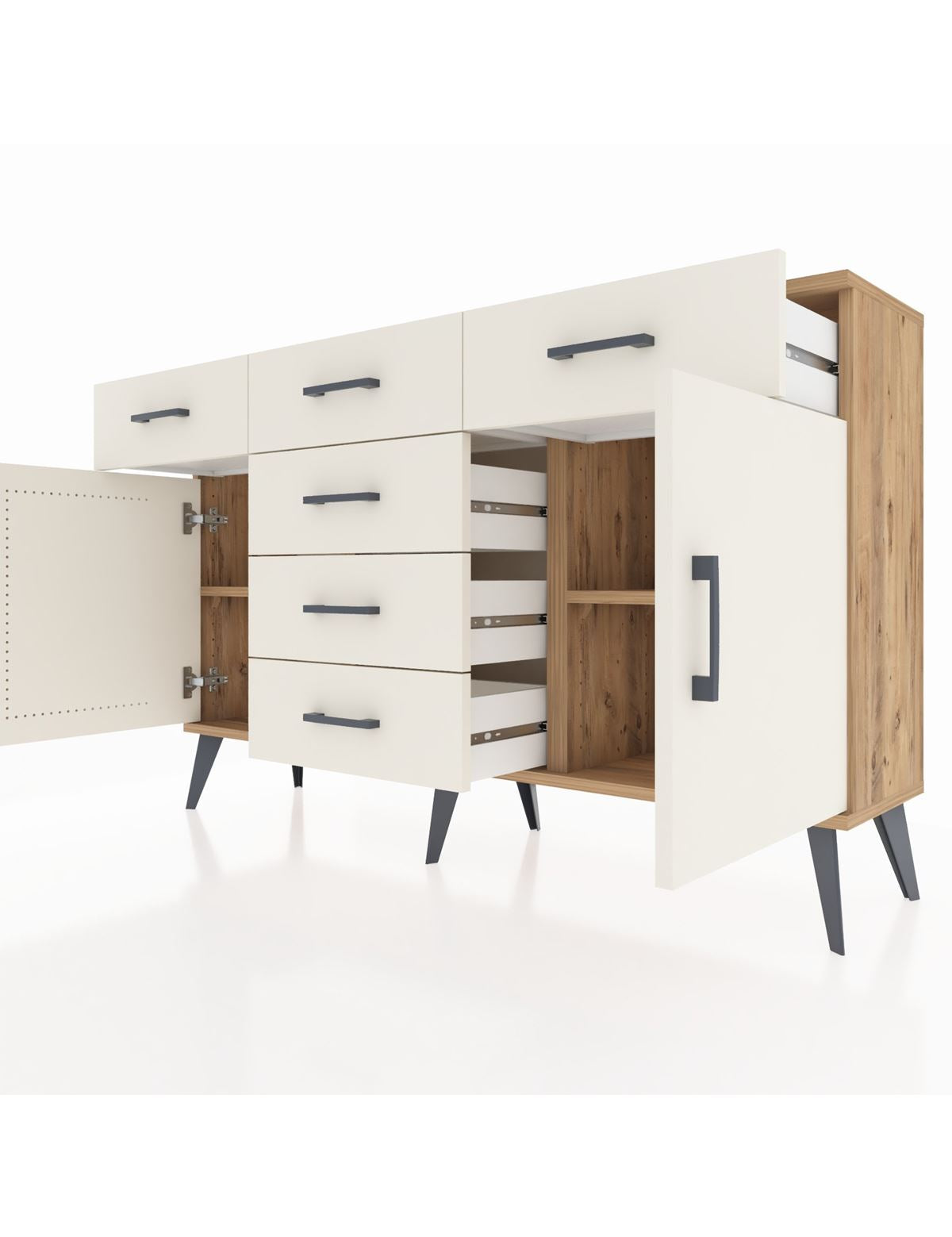 Arges Konsol 2 Raflı 6 Çekmeceli 2 Kapaklı 132x30x83 - S144M020V22A