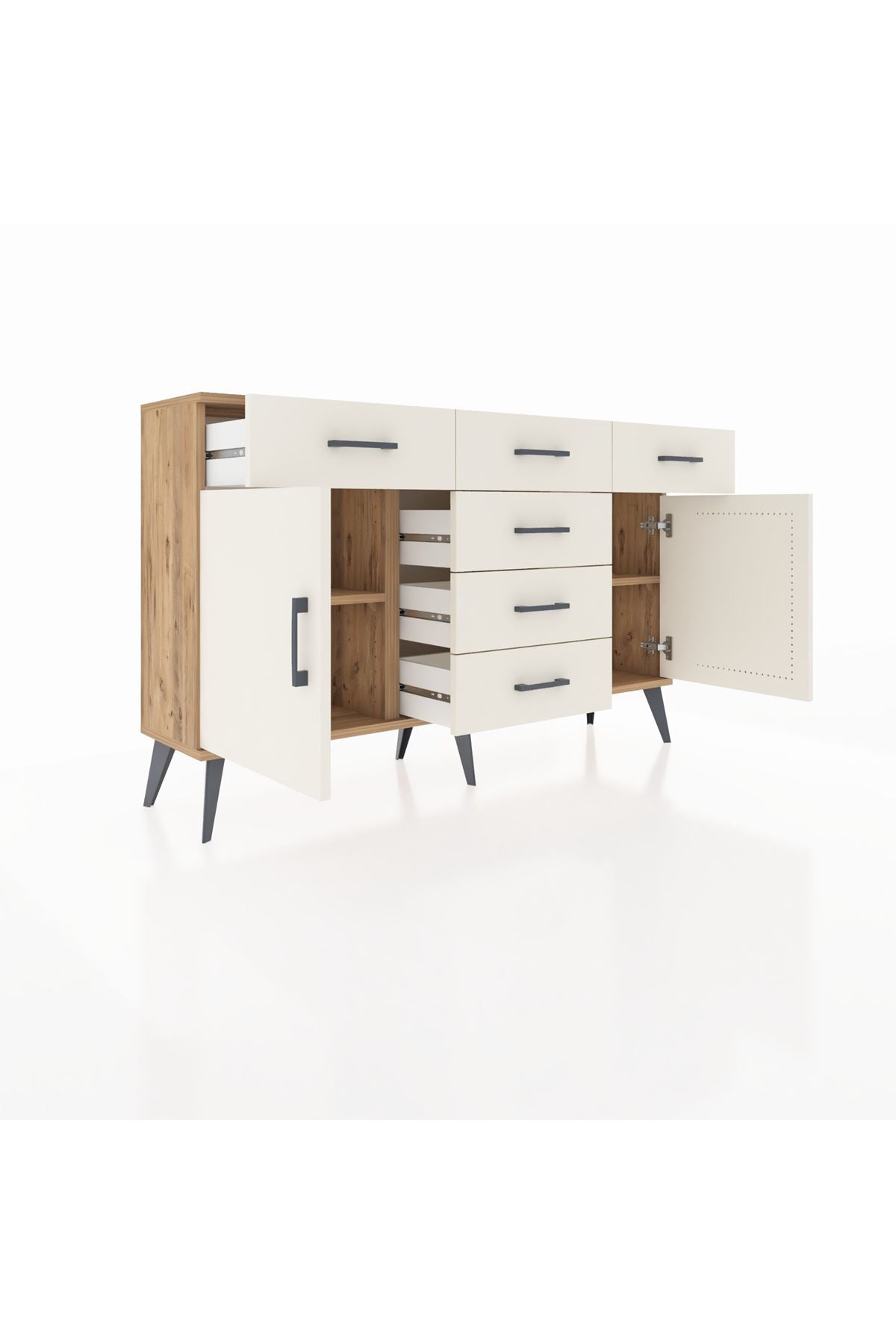 Arges Konsol 2 Raflı 6 Çekmeceli 2 Kapaklı 132x30x83 - S144M020V22A