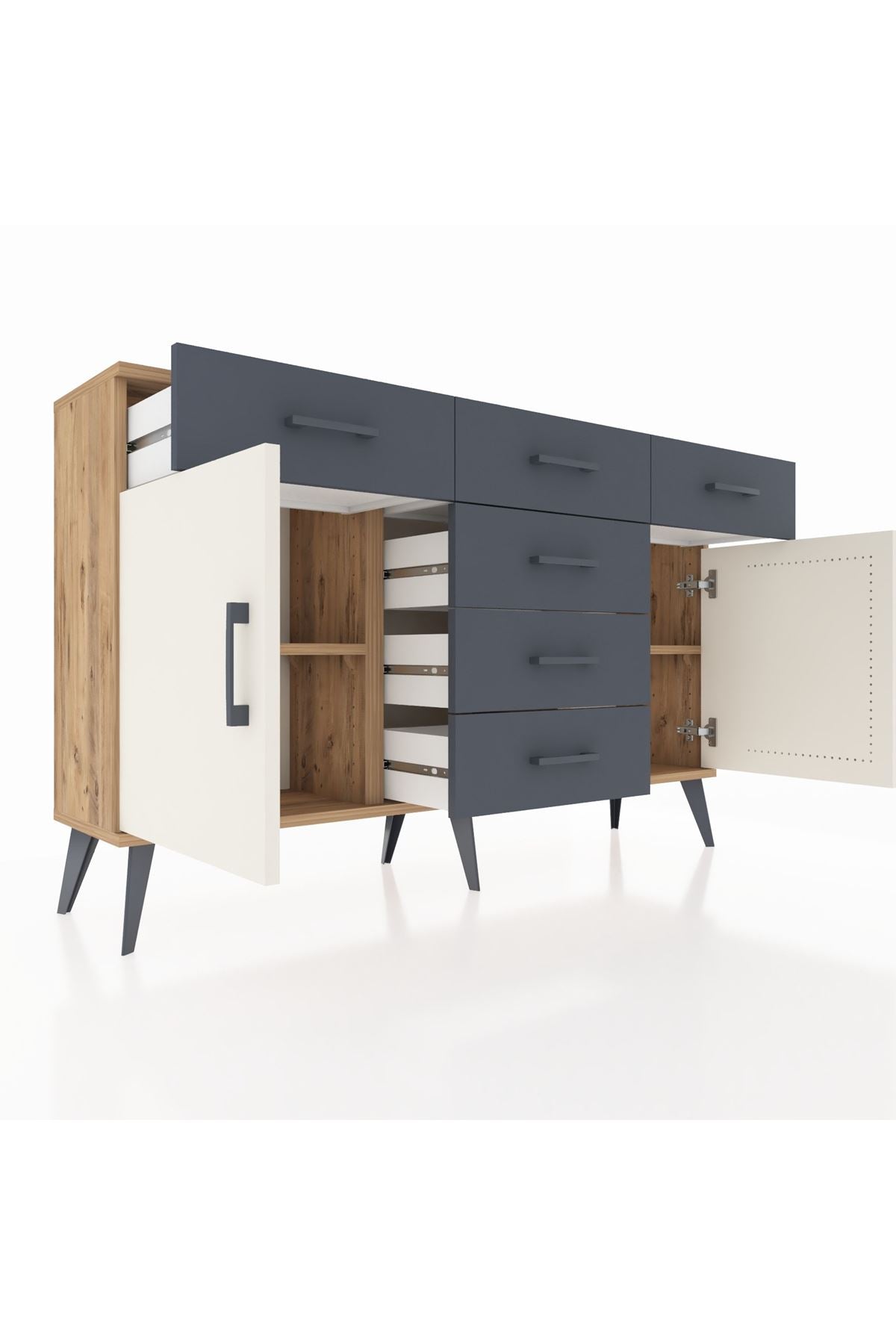 Arges Konsol 2 Raflı 6 Çekmeceli 2 Kapaklı 132x30x83 - S144M020V23A