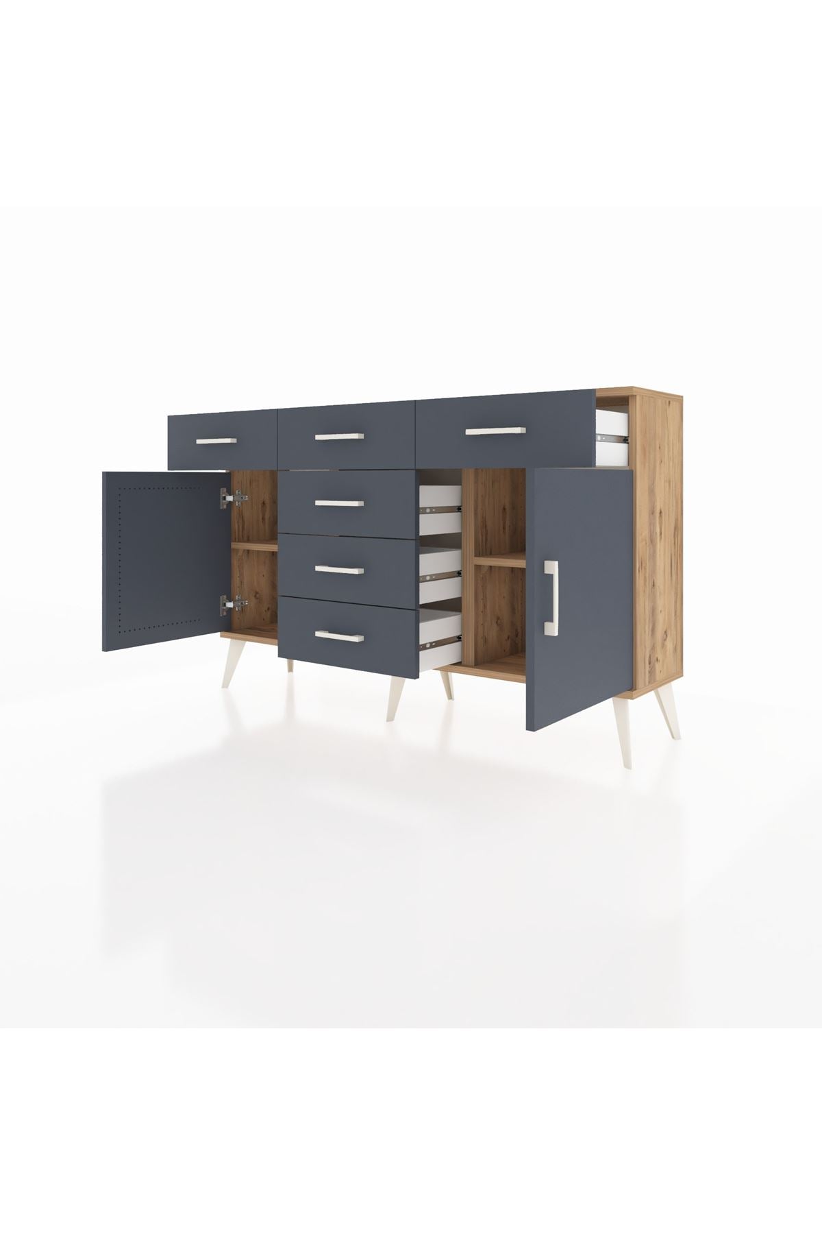 Arges Konsol 2 Raflı 6 Çekmeceli 2 Kapaklı 132x30x83 - S144M020V26A