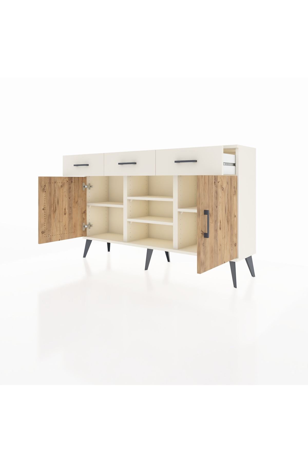 Arges Konsol 4 Raflı 3 Çekmeceli 2 Kapaklı 132x30x83 - S144M021V01A