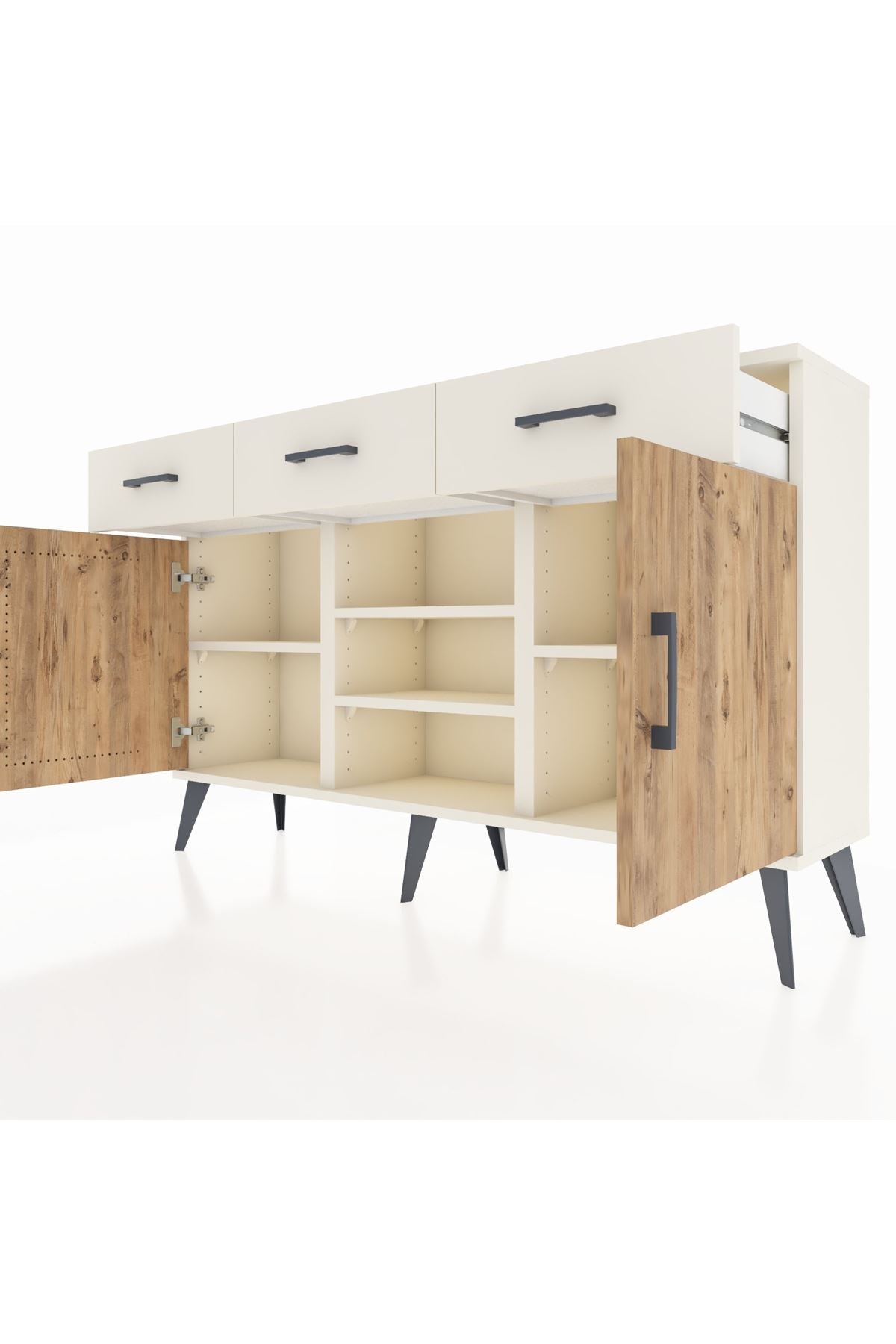 Arges Konsol 4 Raflı 3 Çekmeceli 2 Kapaklı 132x30x83 - S144M021V01A