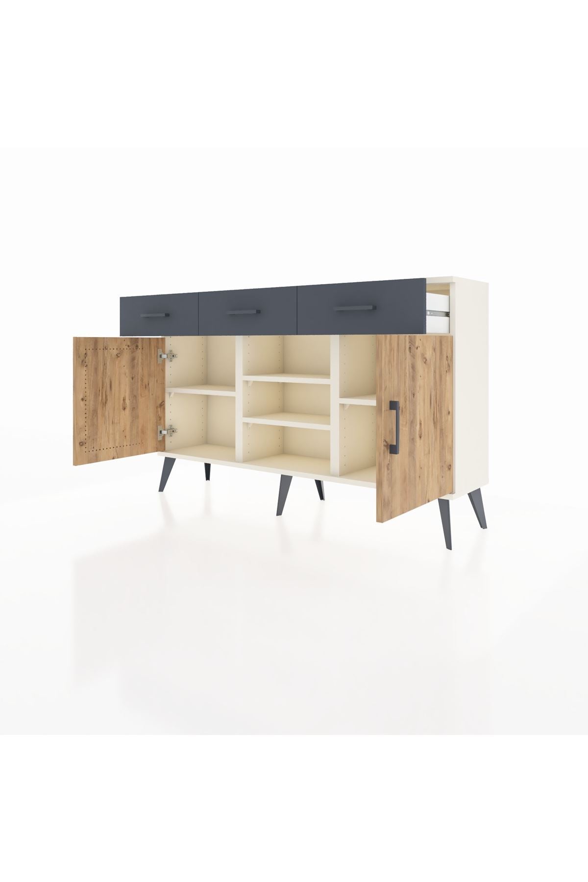 Arges Konsol 4 Raflı 3 Çekmeceli 2 Kapaklı 132x30x83 - S144M021V02A