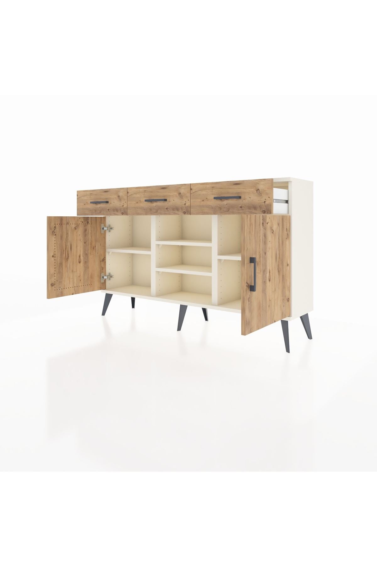 Arges Konsol 4 Raflı 3 Çekmeceli 2 Kapaklı 132x30x83 - S144M021V03A
