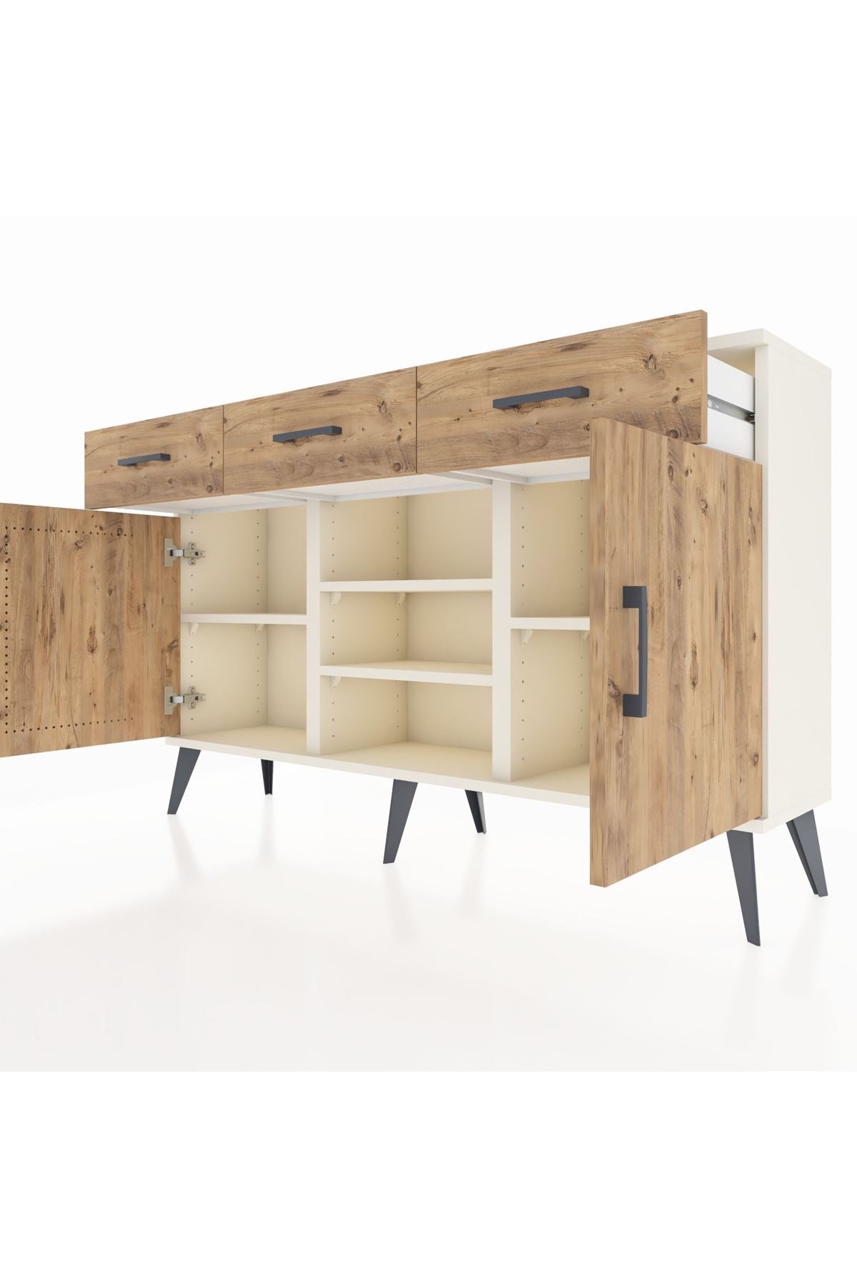 Arges Konsol 4 Raflı 3 Çekmeceli 2 Kapaklı 132x30x83 - S144M021V03A