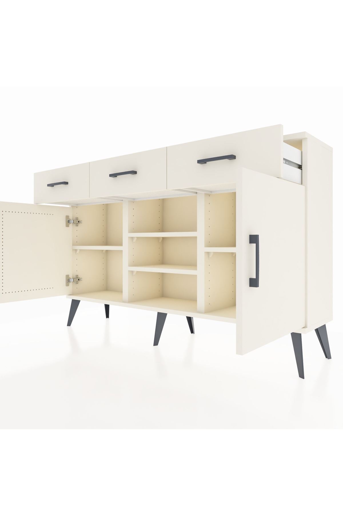 Arges Konsol 4 Raflı 3 Çekmeceli 2 Kapaklı 132x30x83 - S144M021V04A