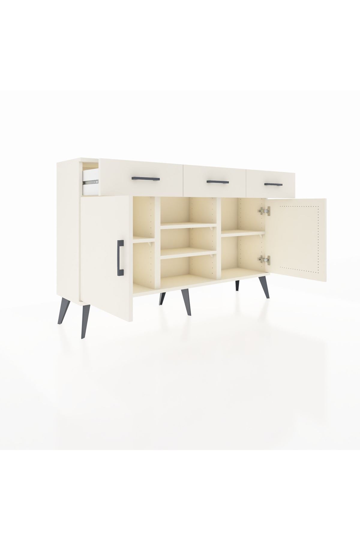 Arges Konsol 4 Raflı 3 Çekmeceli 2 Kapaklı 132x30x83 - S144M021V04A