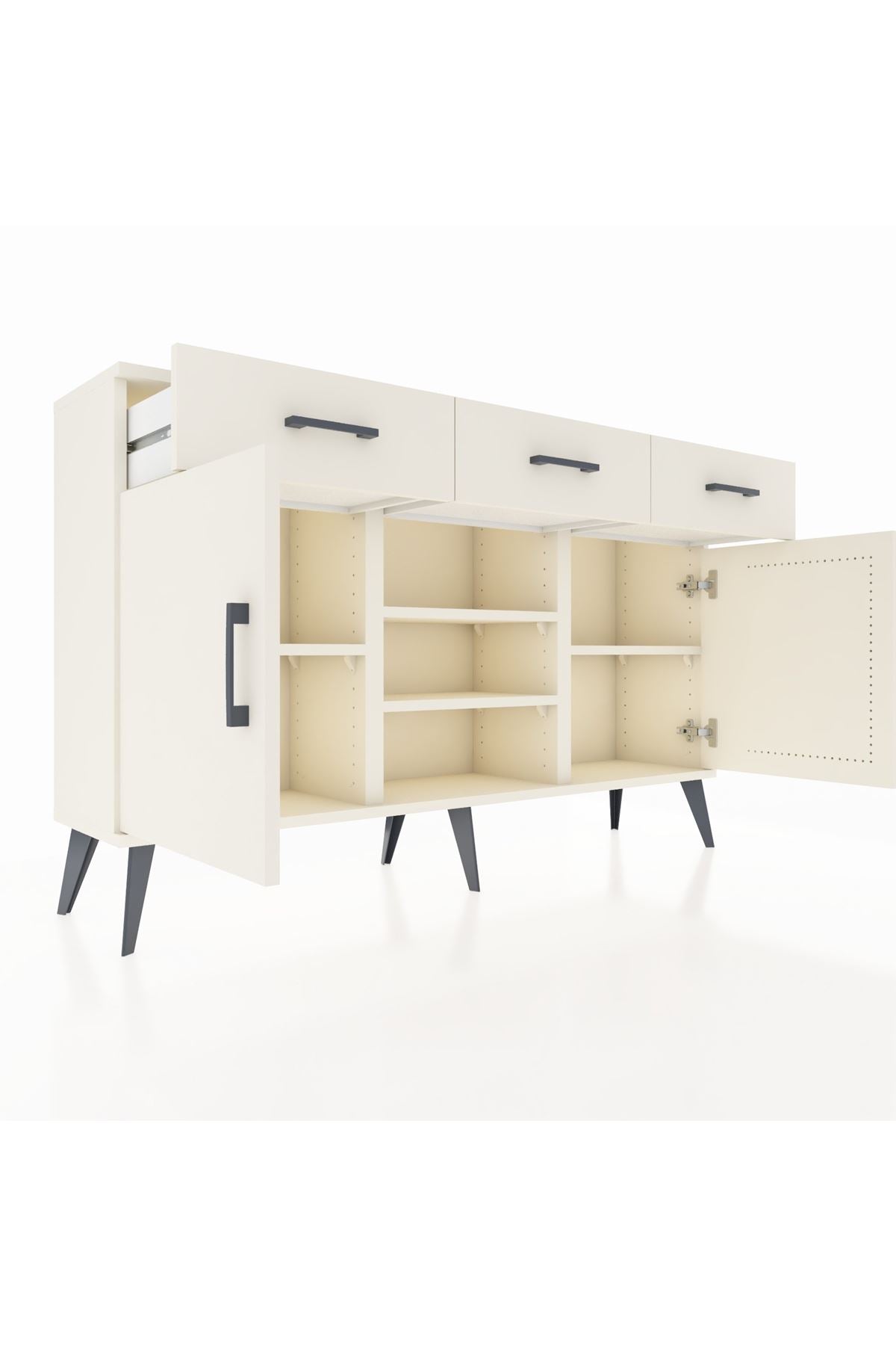 Arges Konsol 4 Raflı 3 Çekmeceli 2 Kapaklı 132x30x83 - S144M021V04A