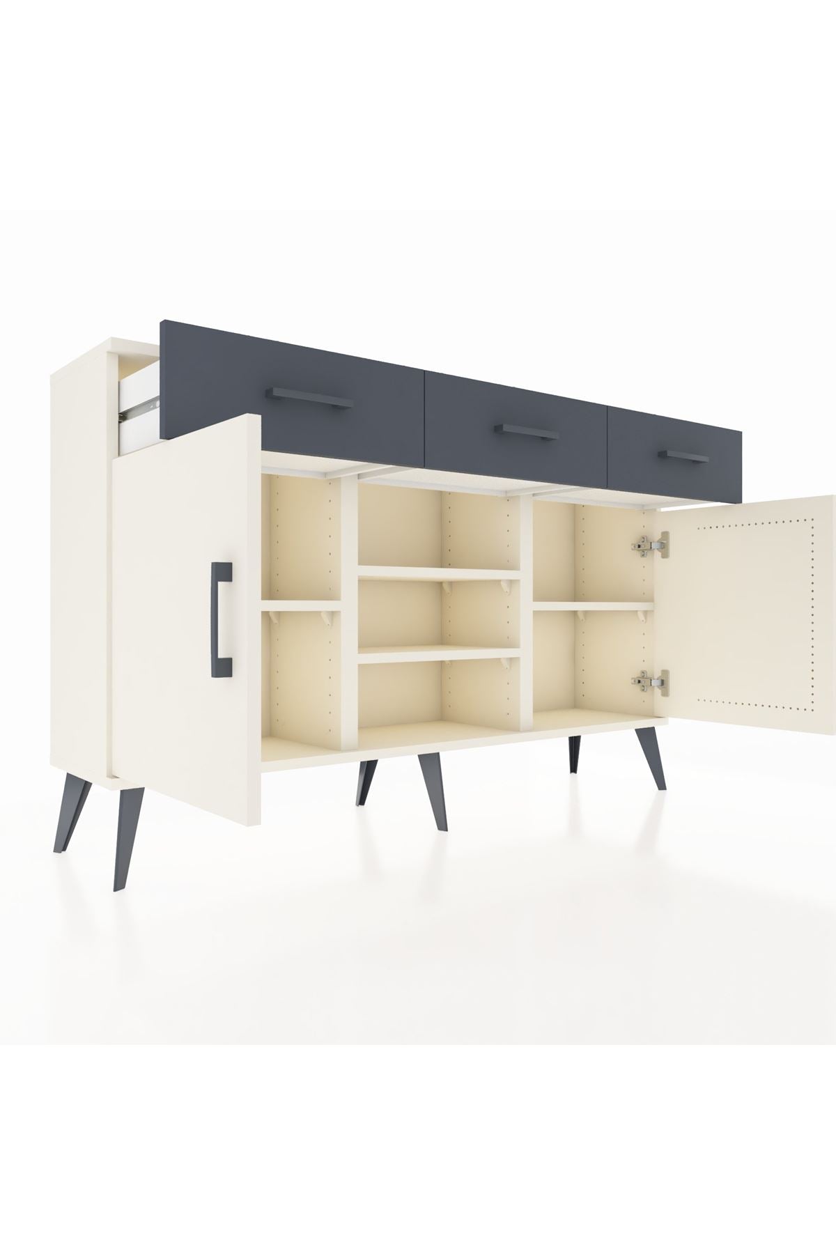 Arges Konsol 4 Raflı 3 Çekmeceli 2 Kapaklı 132x30x83 - S144M021V05A