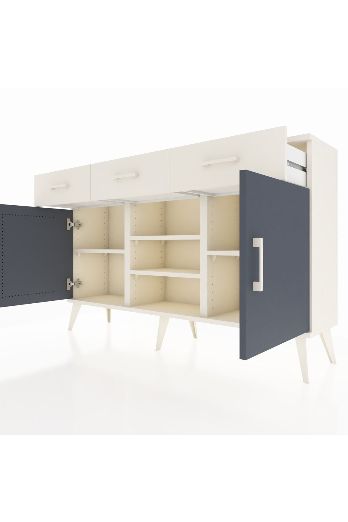 Arges Konsol 4 Raflı 3 Çekmeceli 2 Kapaklı 132x30x83 - S144M021V07A
