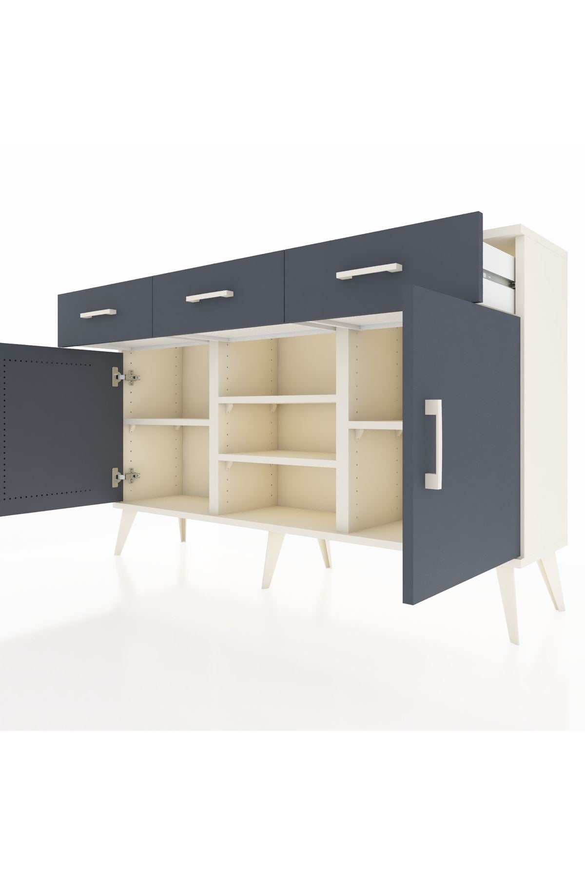 Arges Konsol 4 Raflı 3 Çekmeceli 2 Kapaklı 132x30x83 - S144M021V08A