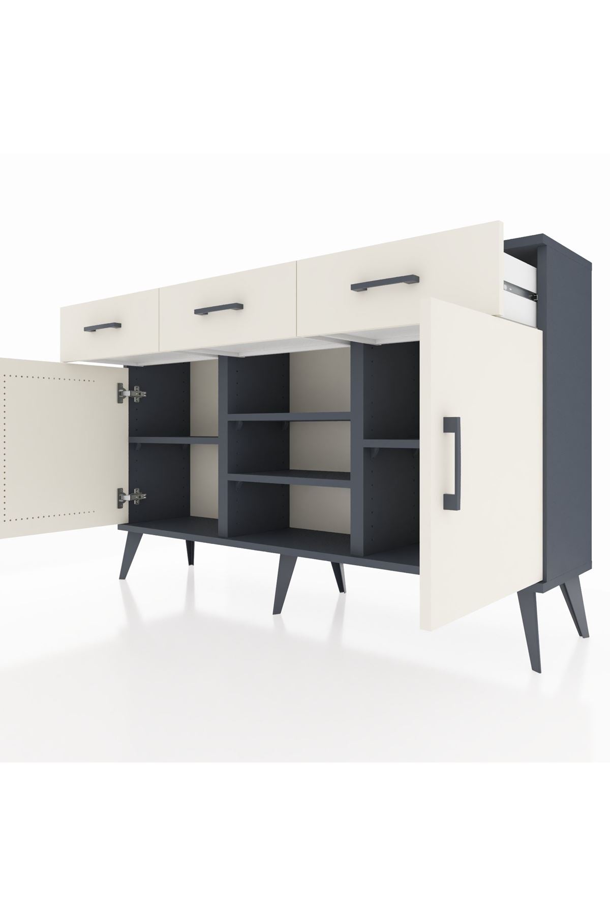 Arges Konsol 4 Raflı 3 Çekmeceli 2 Kapaklı 132x30x83 - S144M021V13A