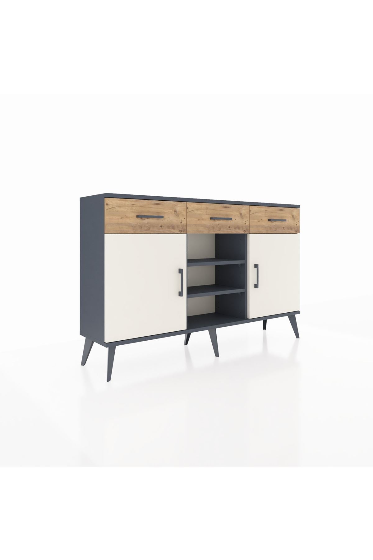 Arges Konsol 4 Raflı 3 Çekmeceli 2 Kapaklı 132x30x83 - S144M021V15A