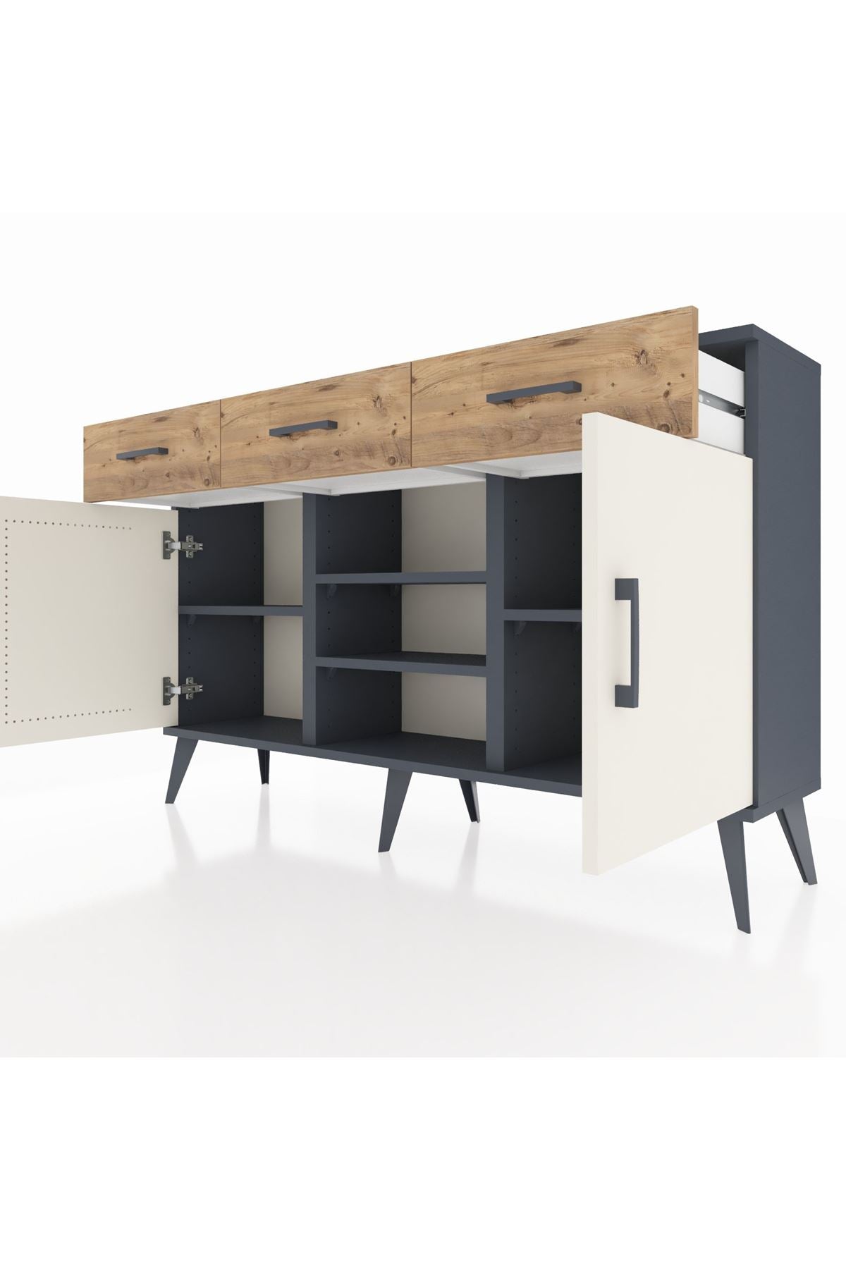 Arges Konsol 4 Raflı 3 Çekmeceli 2 Kapaklı 132x30x83 - S144M021V15A