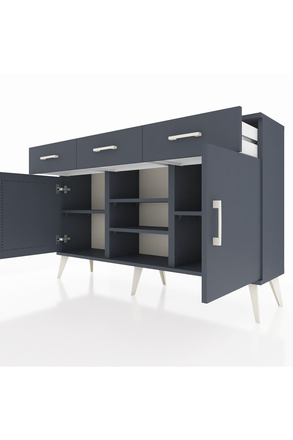 Arges Konsol 4 Raflı 3 Çekmeceli 2 Kapaklı 132x30x83 - S144M021V17A