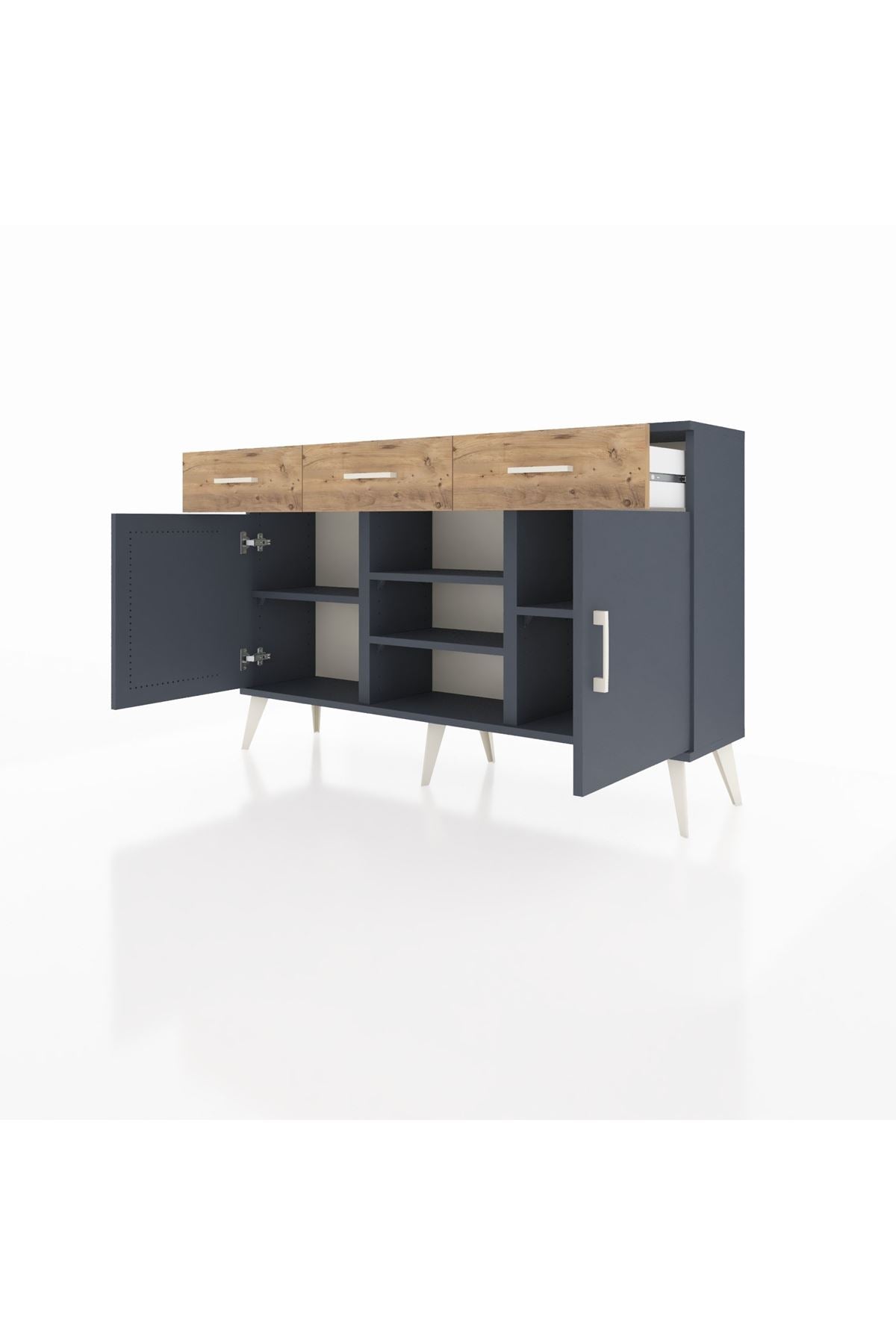 Arges Konsol 4 Raflı 3 Çekmeceli 2 Kapaklı 132x30x83 - S144M021V18A