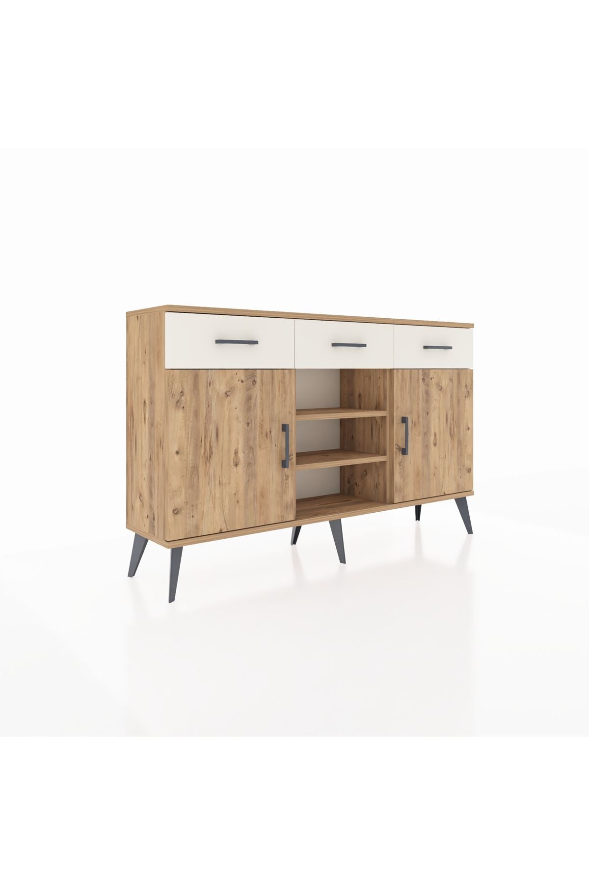 Arges Konsol 4 Raflı 3 Çekmeceli 2 Kapaklı 132x30x83 - S144M021V19A
